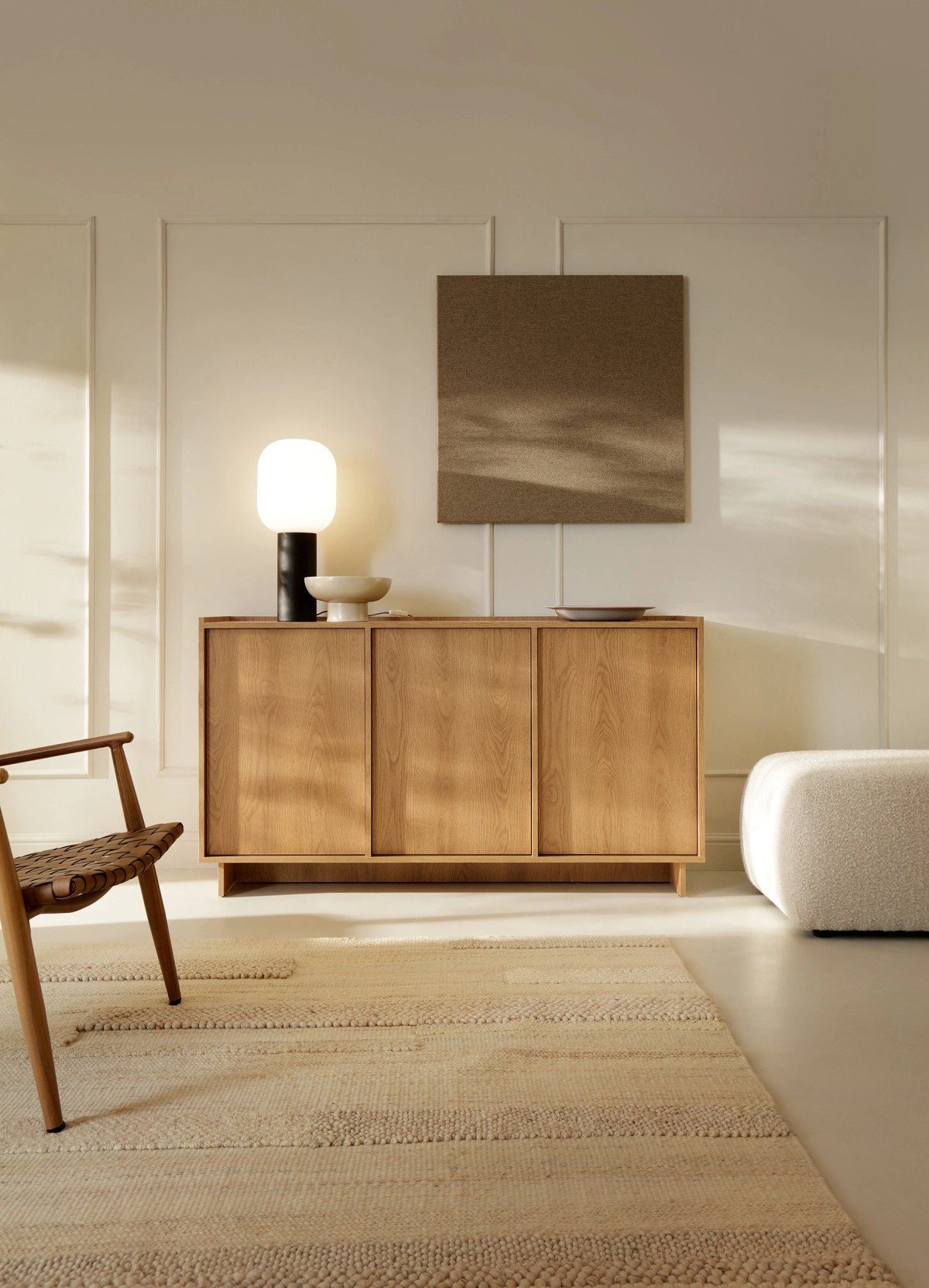 yourhouse24 Sideboard Kommode YOSHI (147 cm) – Eiche Carmel (Japandi)