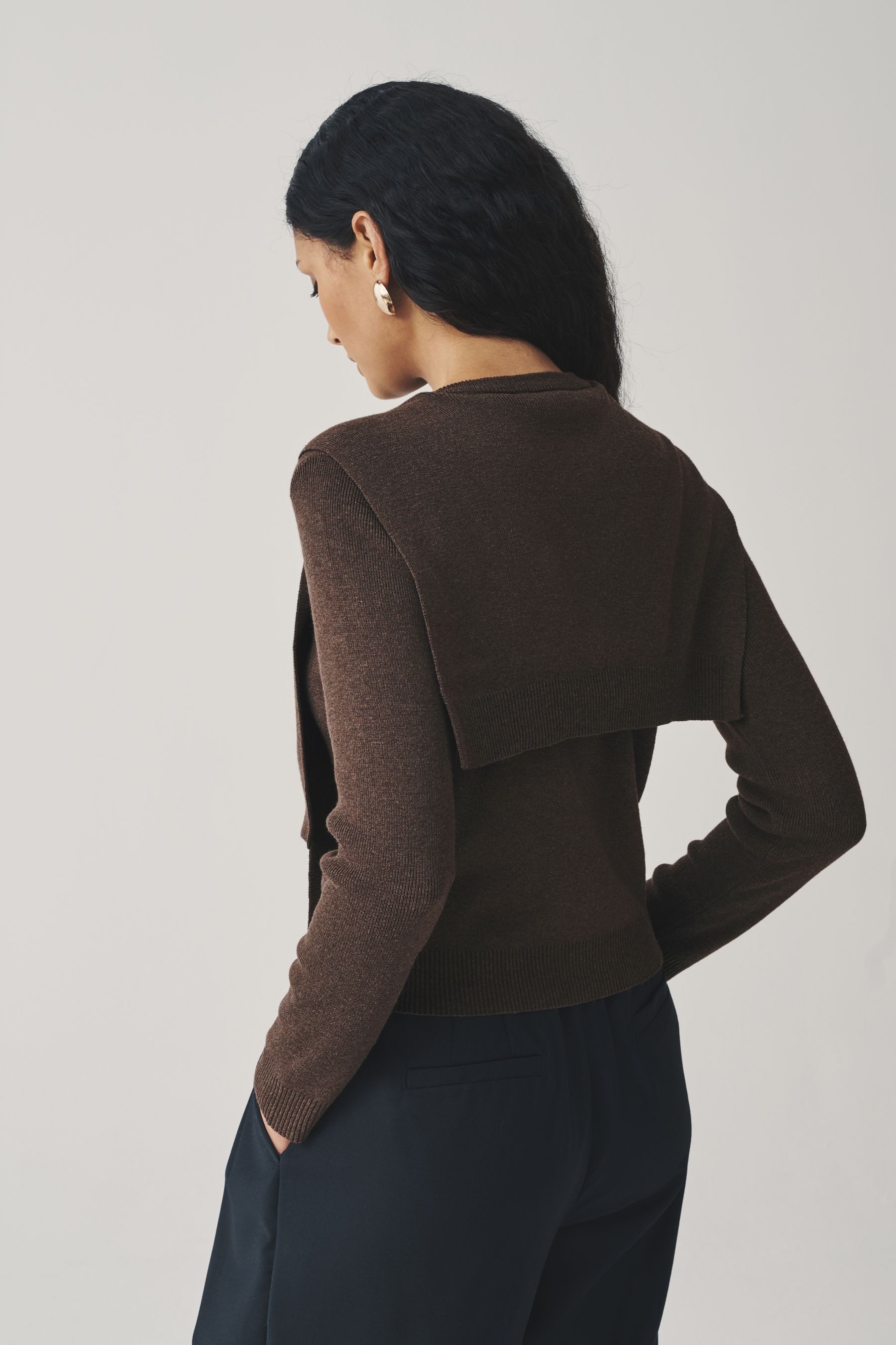 Next Rundhalspullover Cardigan mit Rundhalsausschnitt und Schal (1-tlg) günstig online kaufen