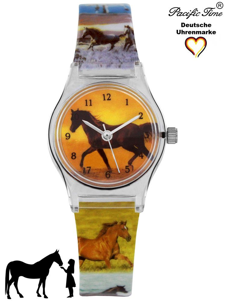 Versand Pferd Armbanduhr mehrfarbig Time Kunststoffarmband, Pacific Kinder Quarzuhr Gratis