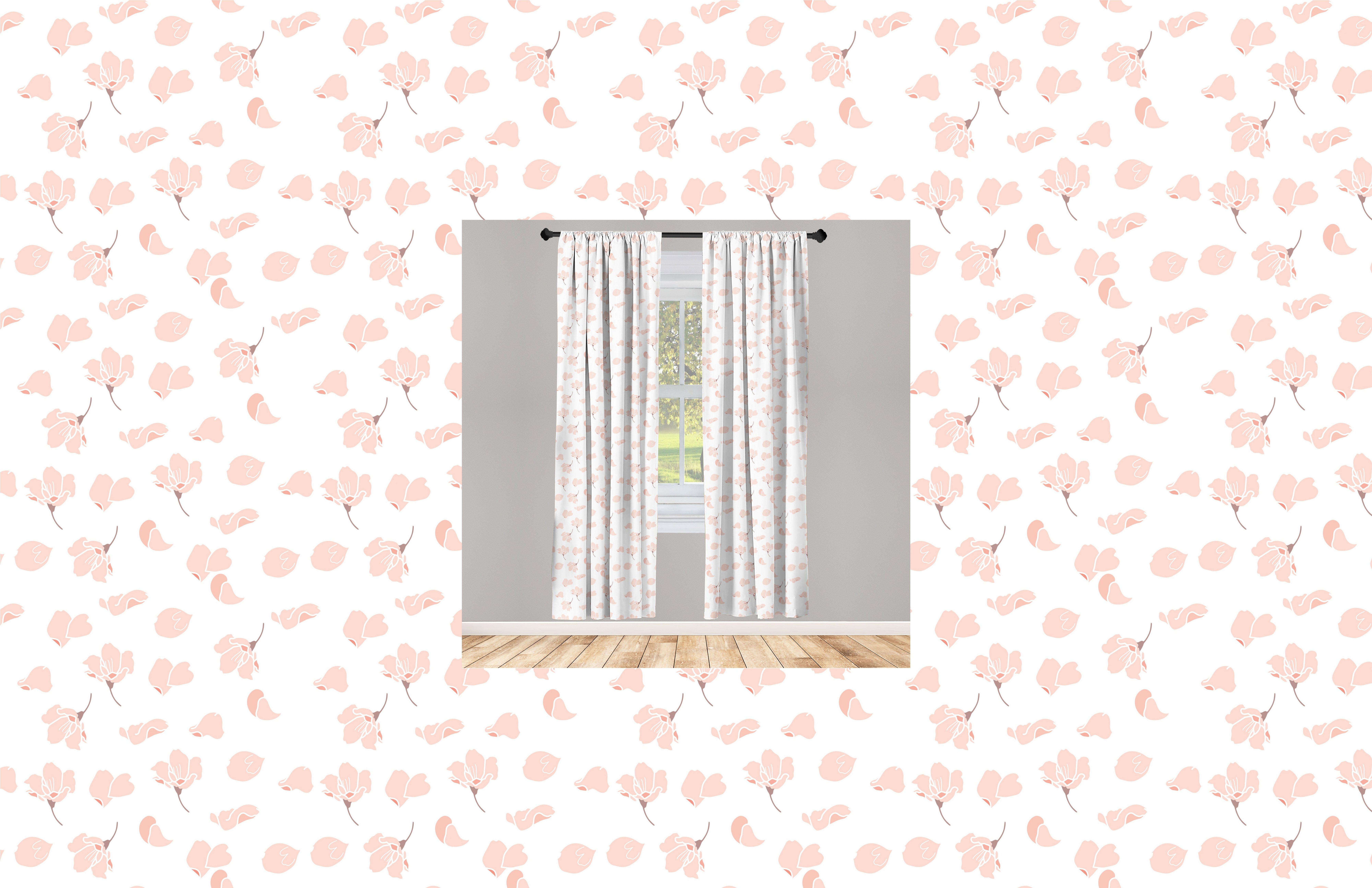 Minimalistic Microfaser, Blume Vorhang Schlafzimmer Abakuhaus, Gardine für Wohnzimmer Style Japanese Dekor,