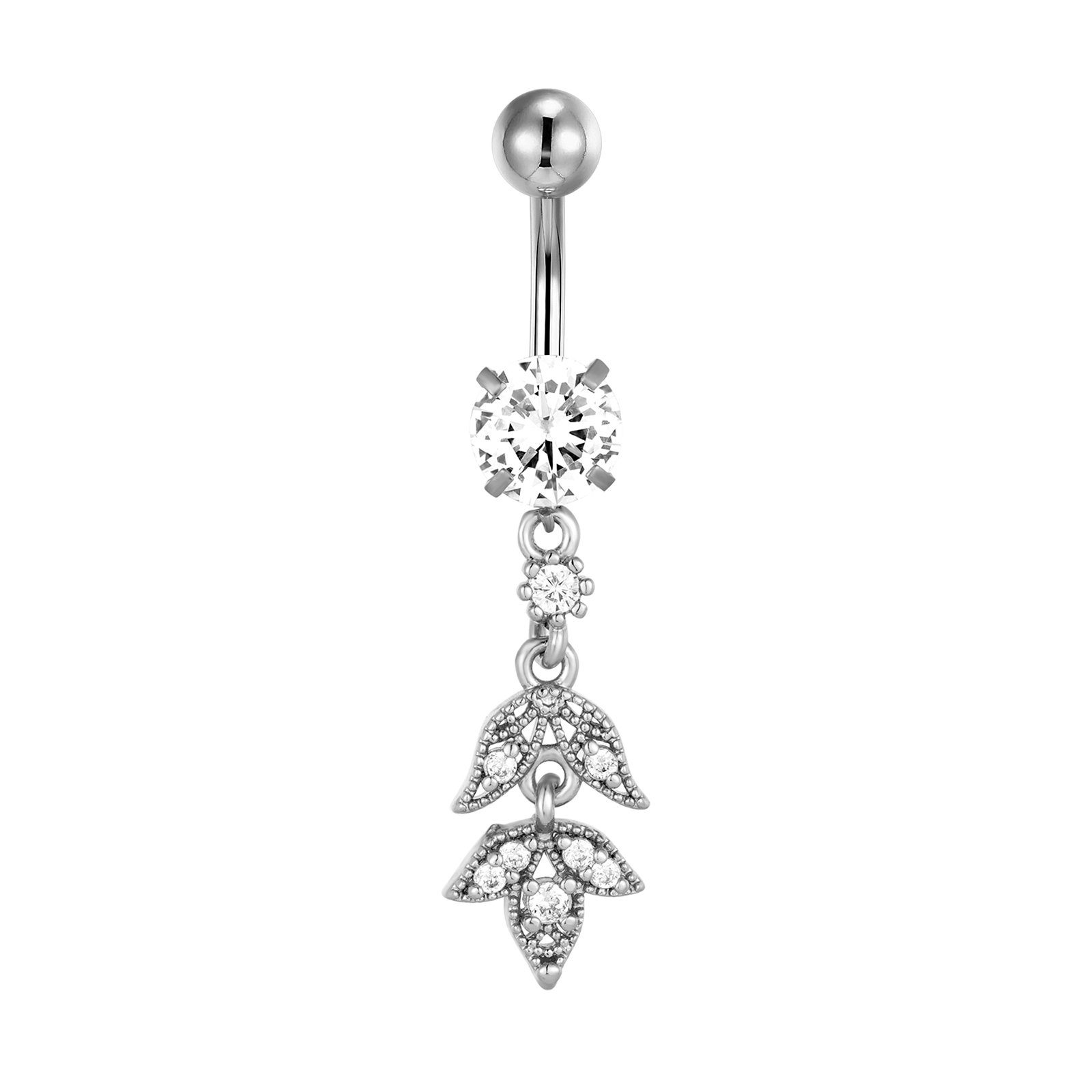 Karisma Schmuck Bauchnabelpiercing Edelstahl Bananabell Anhänger Blättern HB555, Frauenschmuck