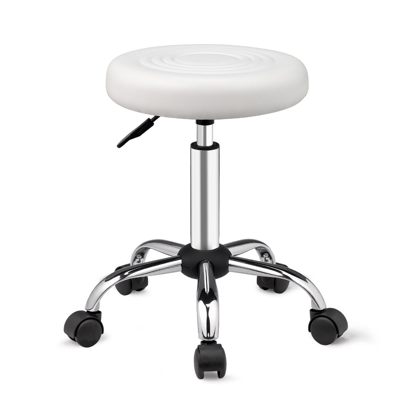 VINGLI Drehhocker Rollhocker Bürohocker Hocker mit Rädern, aus PU-Leder, Höhenverstellbar 40-60 cm,360° Drehbar, SGS Gasdruckfeder
