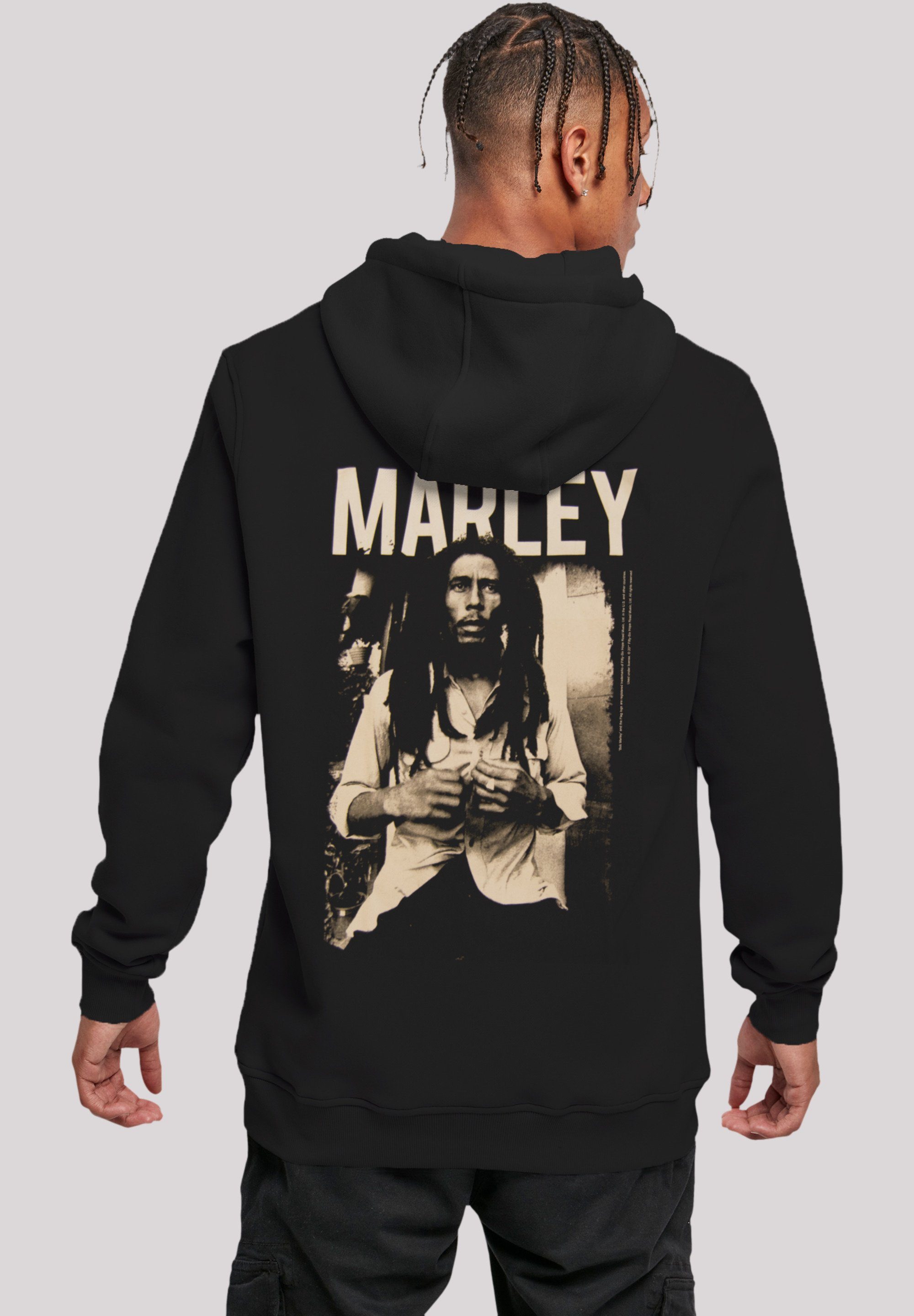 F4NT4STIC Hoodie Bob Marley Reggae Music Black And White Photograph Premium Qualität, Band, Logo