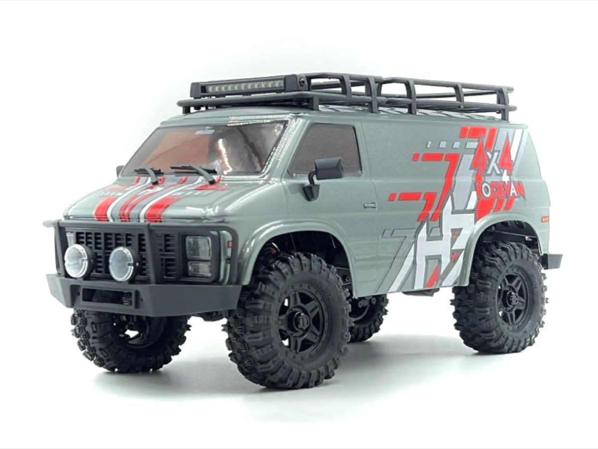 Absima RC-Auto Hobby Plus 1:18 Offroad-Bus CR-18P EVO ROCK VAN Allrad (Set, inkl. 2.4 GHz Fernsteuerung, 2S Fahrakku und USB Ladekabel), OFFROAD ABENTEUER 100% ELEKTRISCH