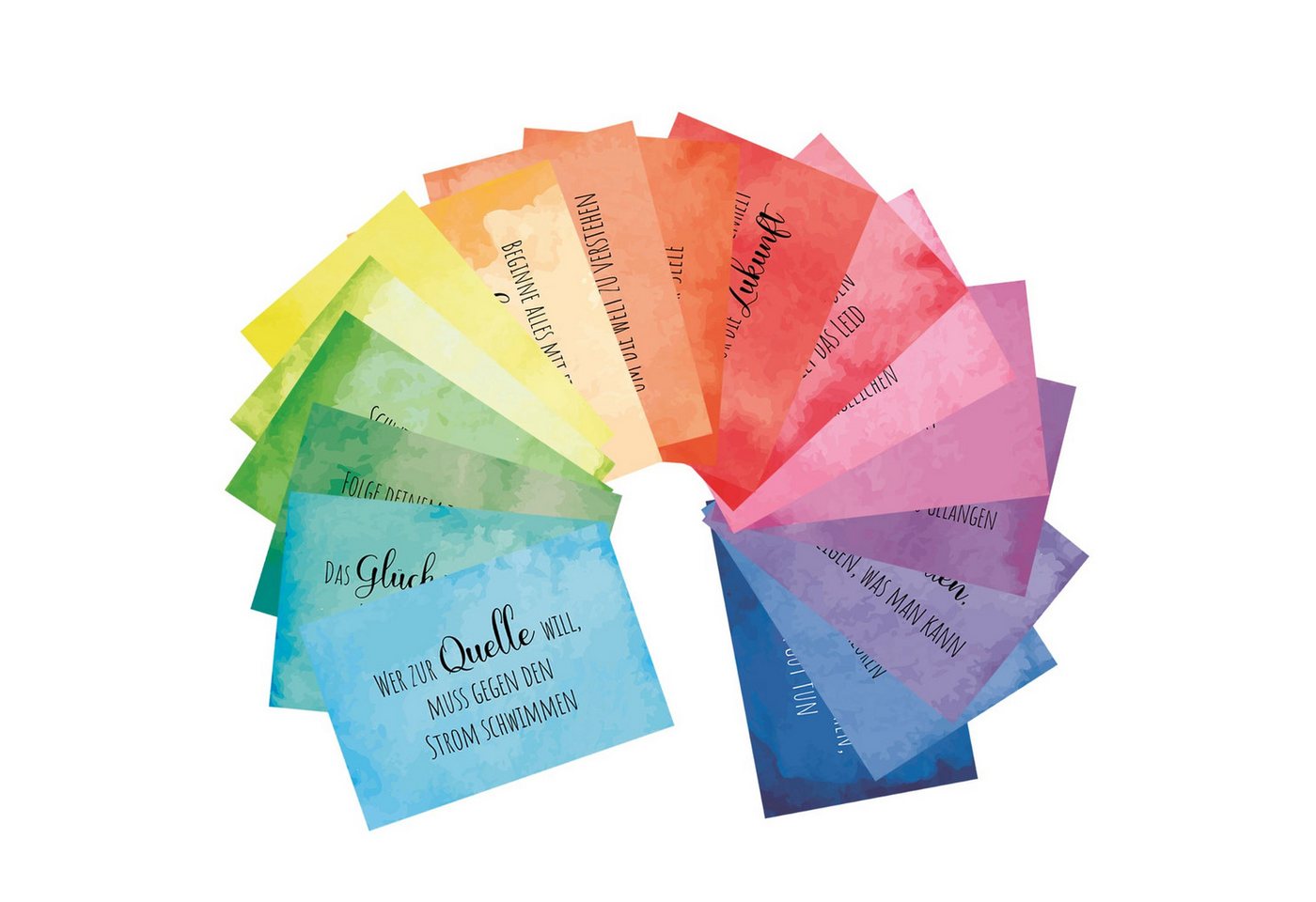 Thumbnail - Logbuch-Verlag Klappkarte 38 bunte Sprüchekarten Motivationskarten Regenbogen Affirmation 8,5 x