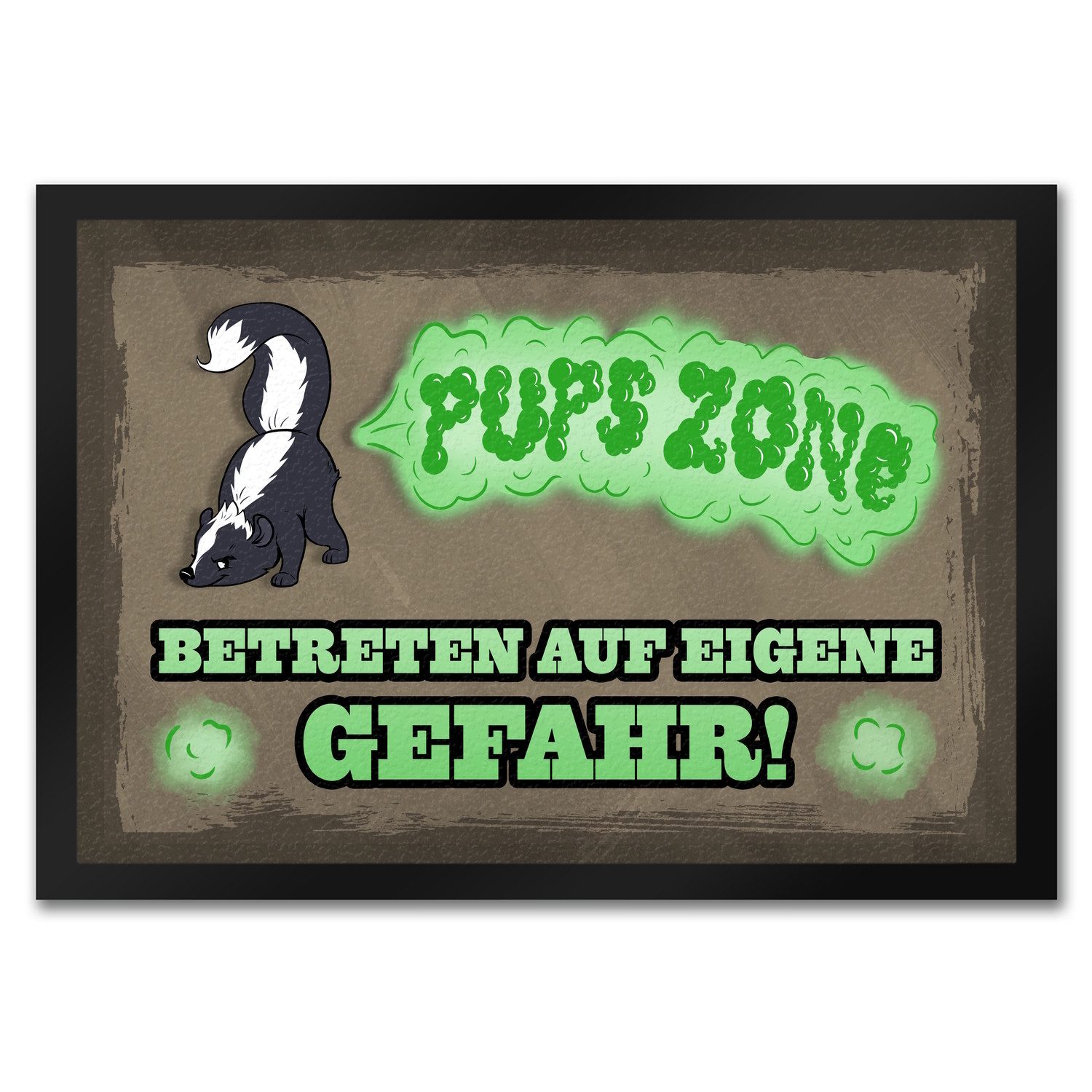 speecheese Fußmatte Pups Zone Betreten auf eigene Gefahr Fußmatte mit süßem Comic