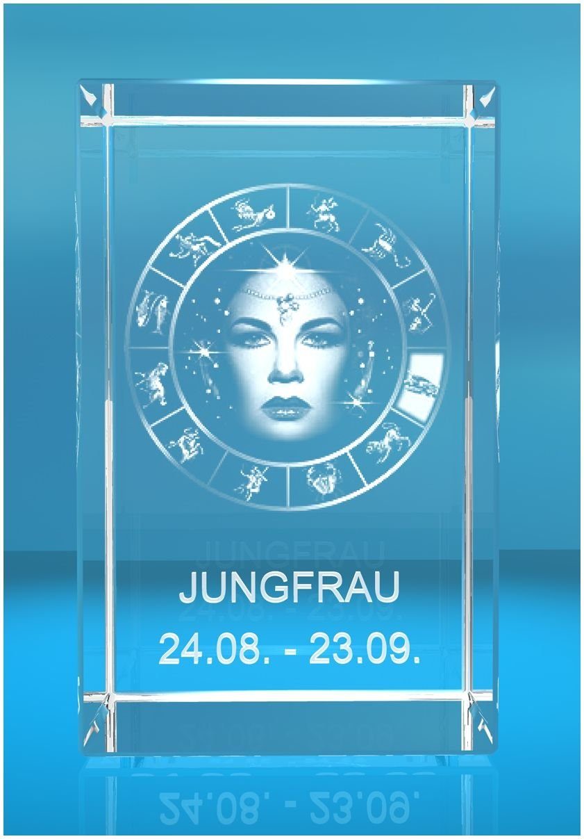 Germany, Glasquader Familienbetrieb Made Dekofigur Jungfrau, Motiv: VIP-LASER Hochwertige in Sternzeichen Geschenkbox, 3D