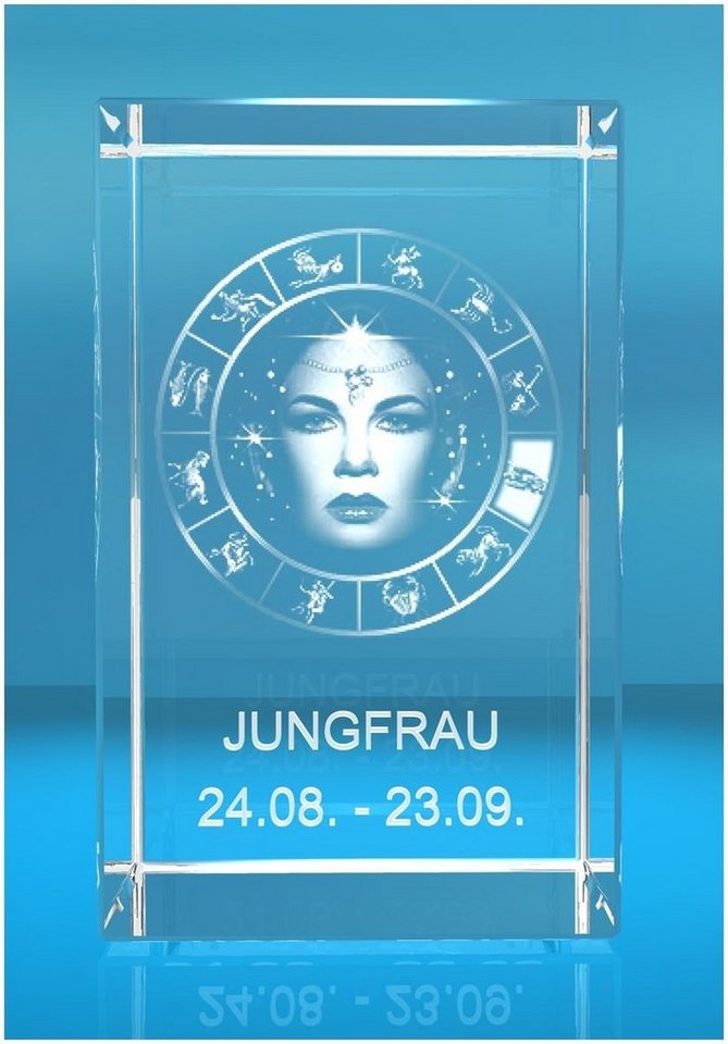 VIP-LASER Dekofigur 3D Glasquader Motiv: Sternzeichen Jungfrau, Hochwertige  Geschenkbox, Made in Germany, Familienbetrieb