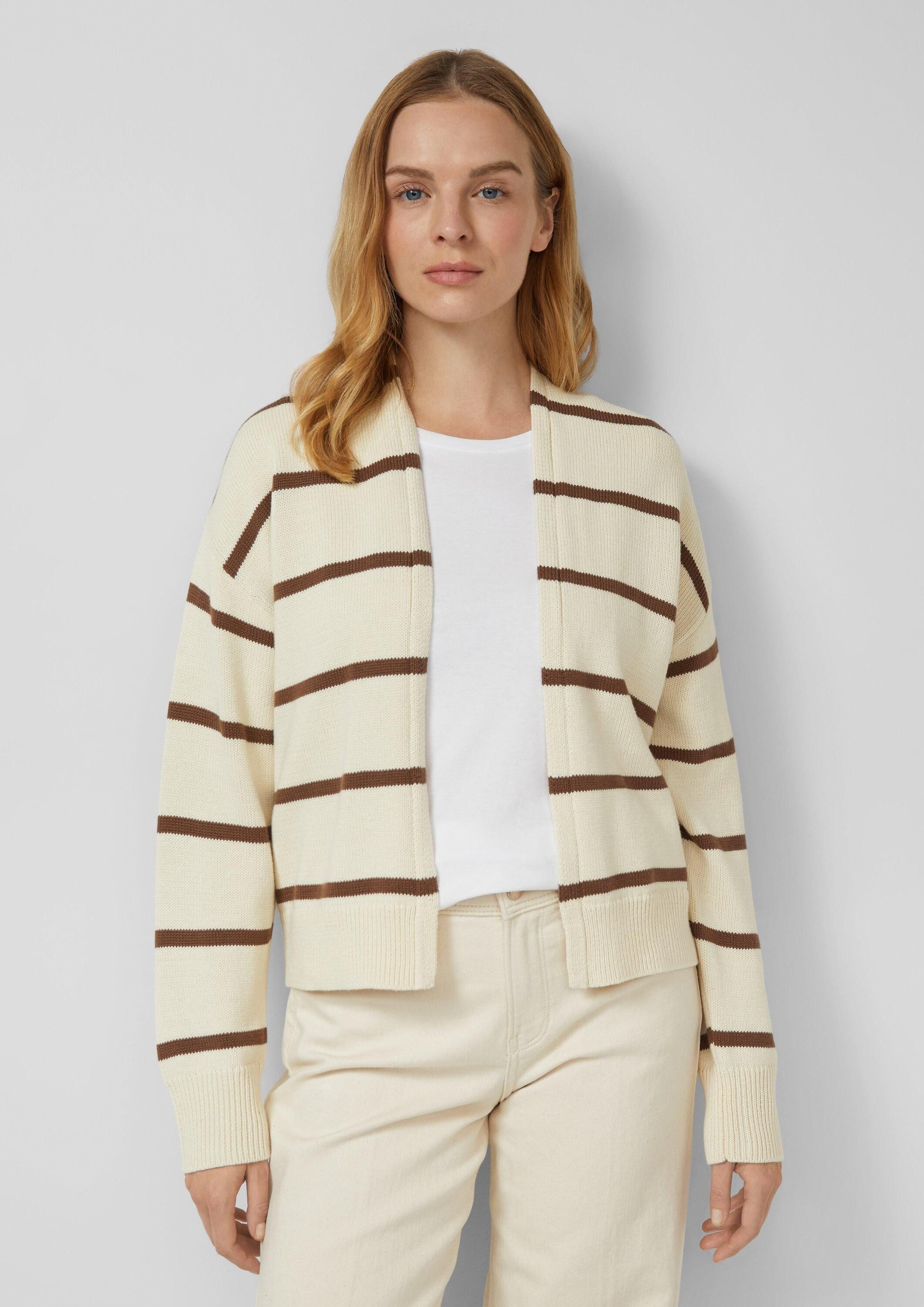 s.Oliver Cardigan Strickjacke Gestreifter Cardigan aus Baumwollmix