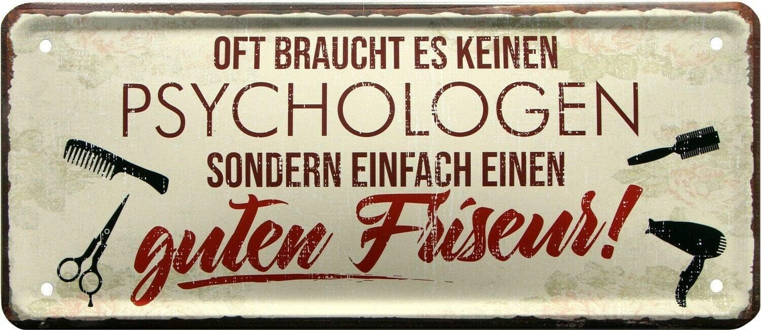 WOGEKA ART Metallbild Psychologe - Oft reicht guter Friseur - 28 x 12 cm Re günstig online kaufen