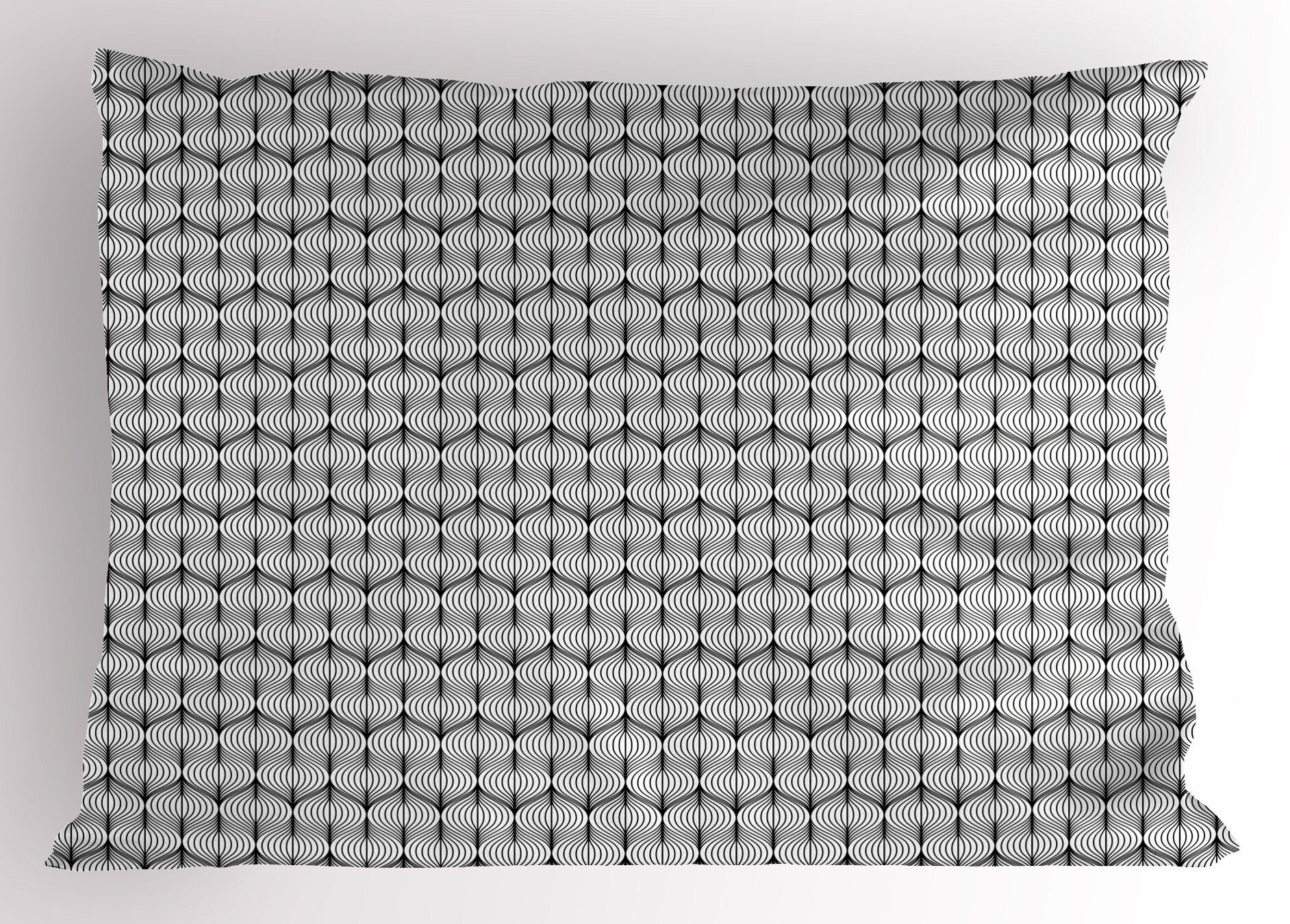 Abstrakte Standard Linien Geometrisch Kissenbezüge Size (1 Gedruckter gewellte Dekorativer Fliese Stück), Abakuhaus Kopfkissenbezug,
