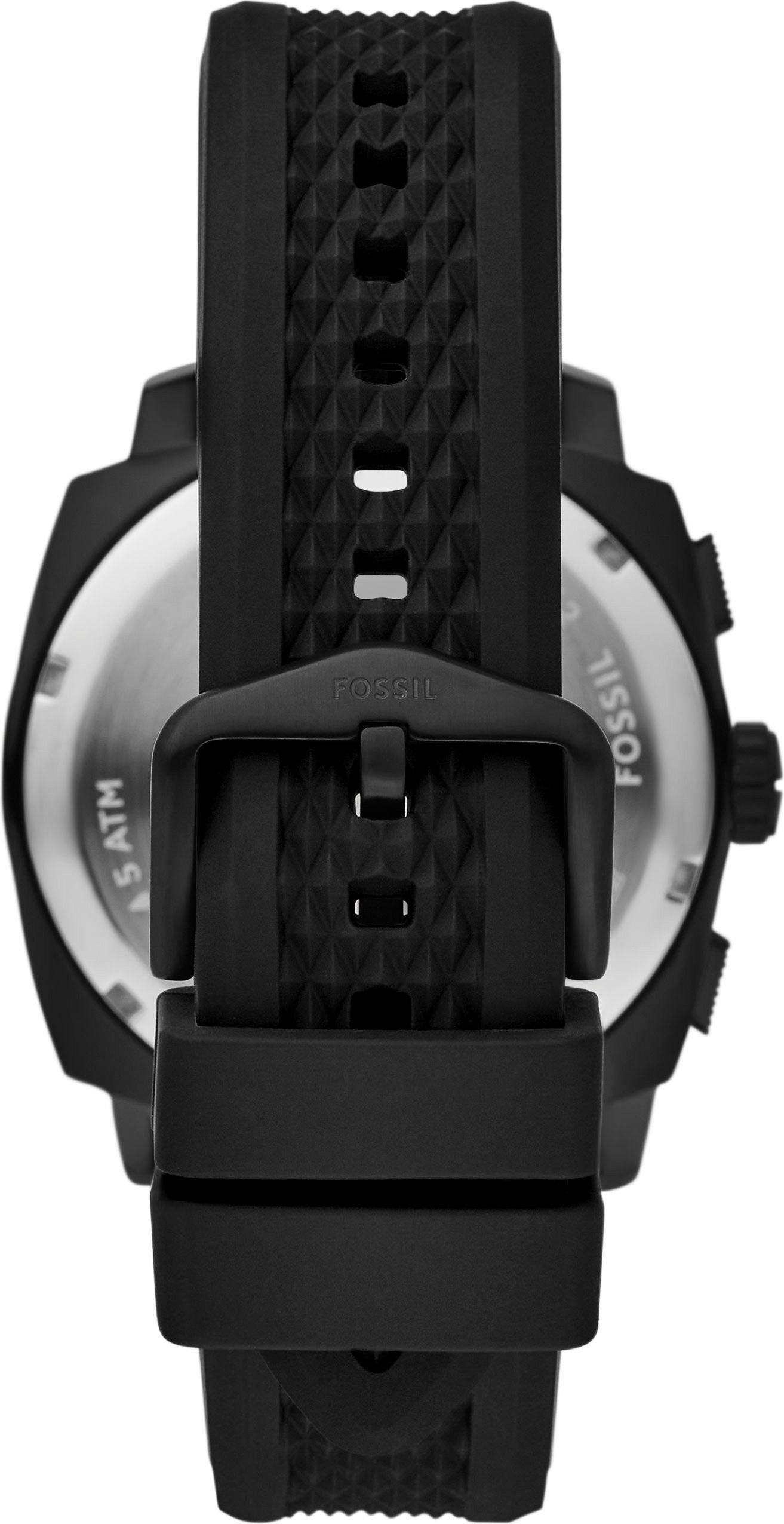 Fossil Chronograph Machine FS6099, Quarzuhr, Armbanduhr, Herrenuhr, Silikonarmband, analog