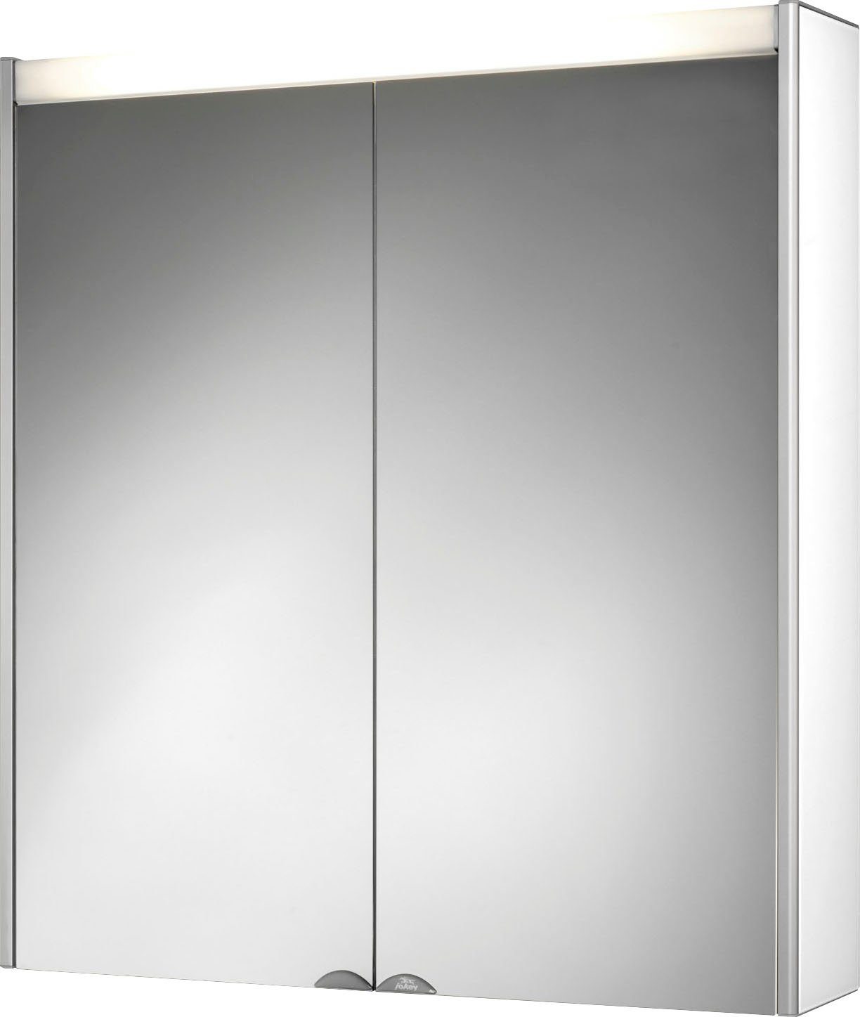 jokey Spiegelschrank Dekor Alu LED Aluminium, 65,4cm breit Weiß | Aluminium/Weiß | Spiegelschränke
