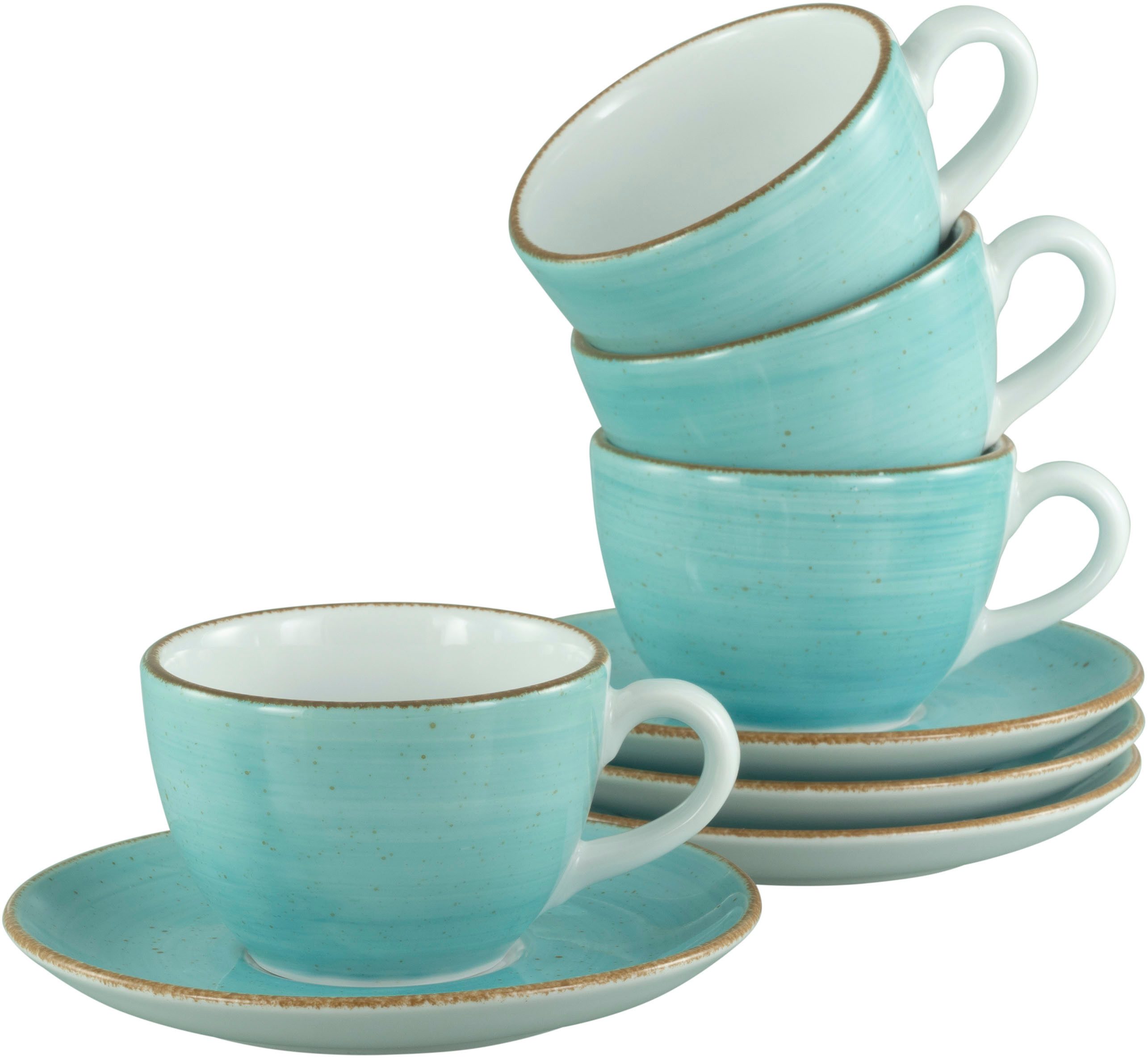 Tasse Vintage Nature Aqua, Kaffeetassen-Set, 8-tlg.