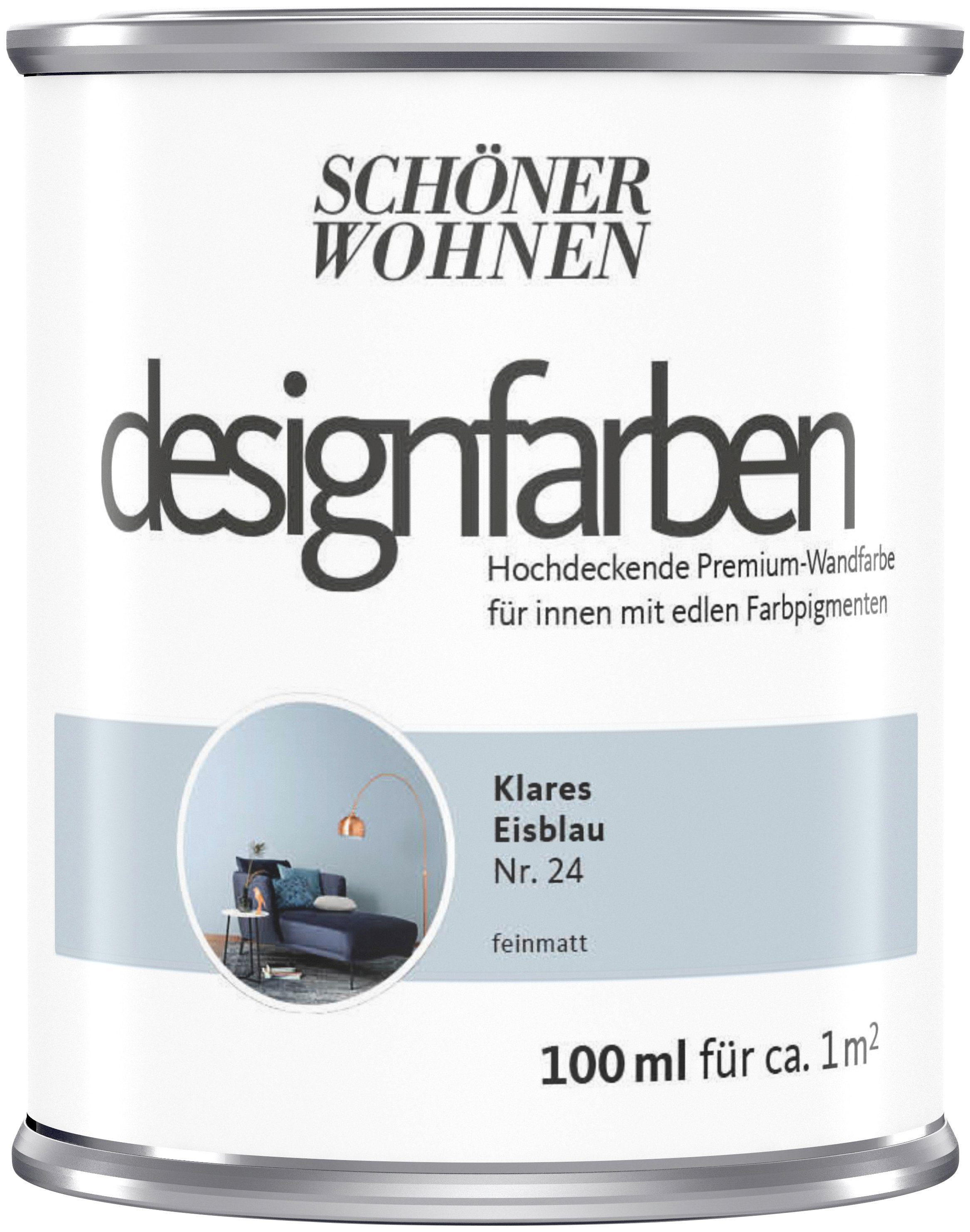 SCHÖNER WOHNEN FARBE Wandfarbe designfarben, hochdeckende Premium-Wandfarbe, Farbwelt Blau