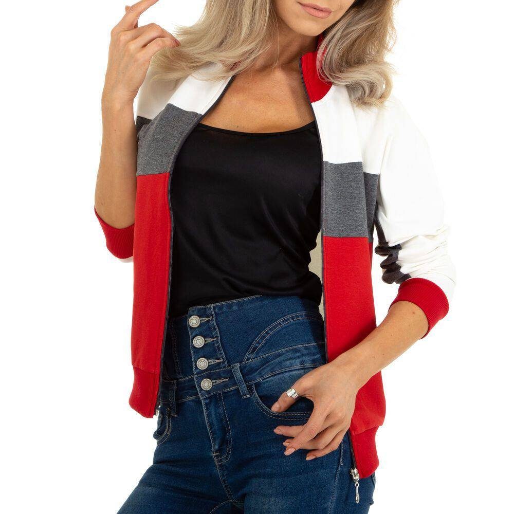 Damen Jacken Ital-Design Sweatjacke Damen Freizeit Stretch Sweatjacke in Grau