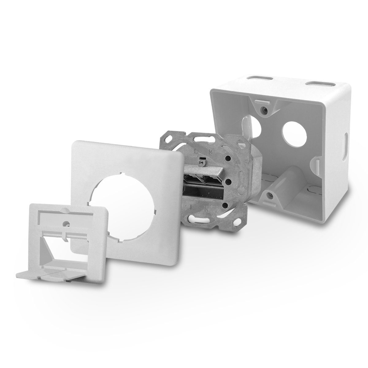 Cat6a Netzwerkdose Netzwerk Dose 2 RJ45 Port Aufputz / Unterputz Netzwerk-Adapter