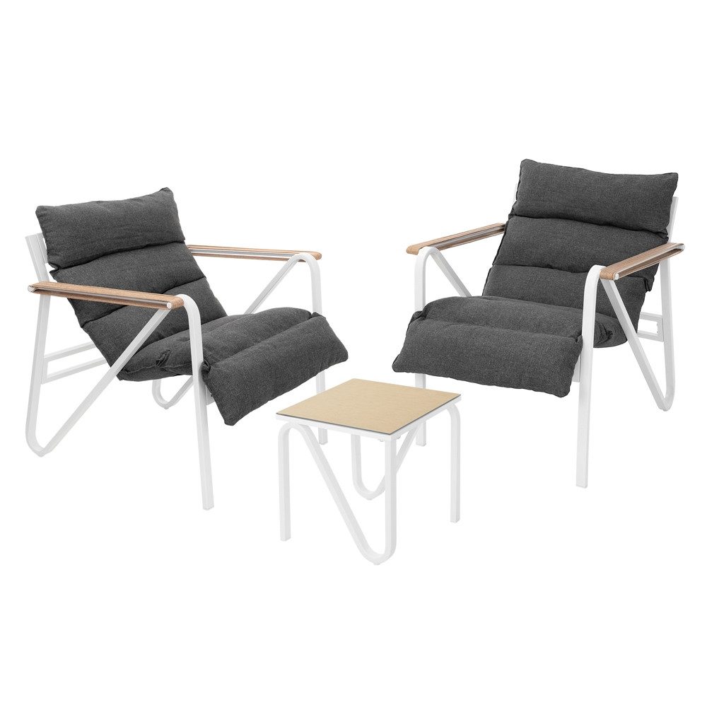 ML-DESIGN Gartenlounge-Set Gartenmöbel Set 3 tlg wetterfest, Terrassenmöbel mit 2 Stühlen & Tisch, Balkonmöbel mit Stahlgestell Sitzgruppe für Garten Terrasse Balkon