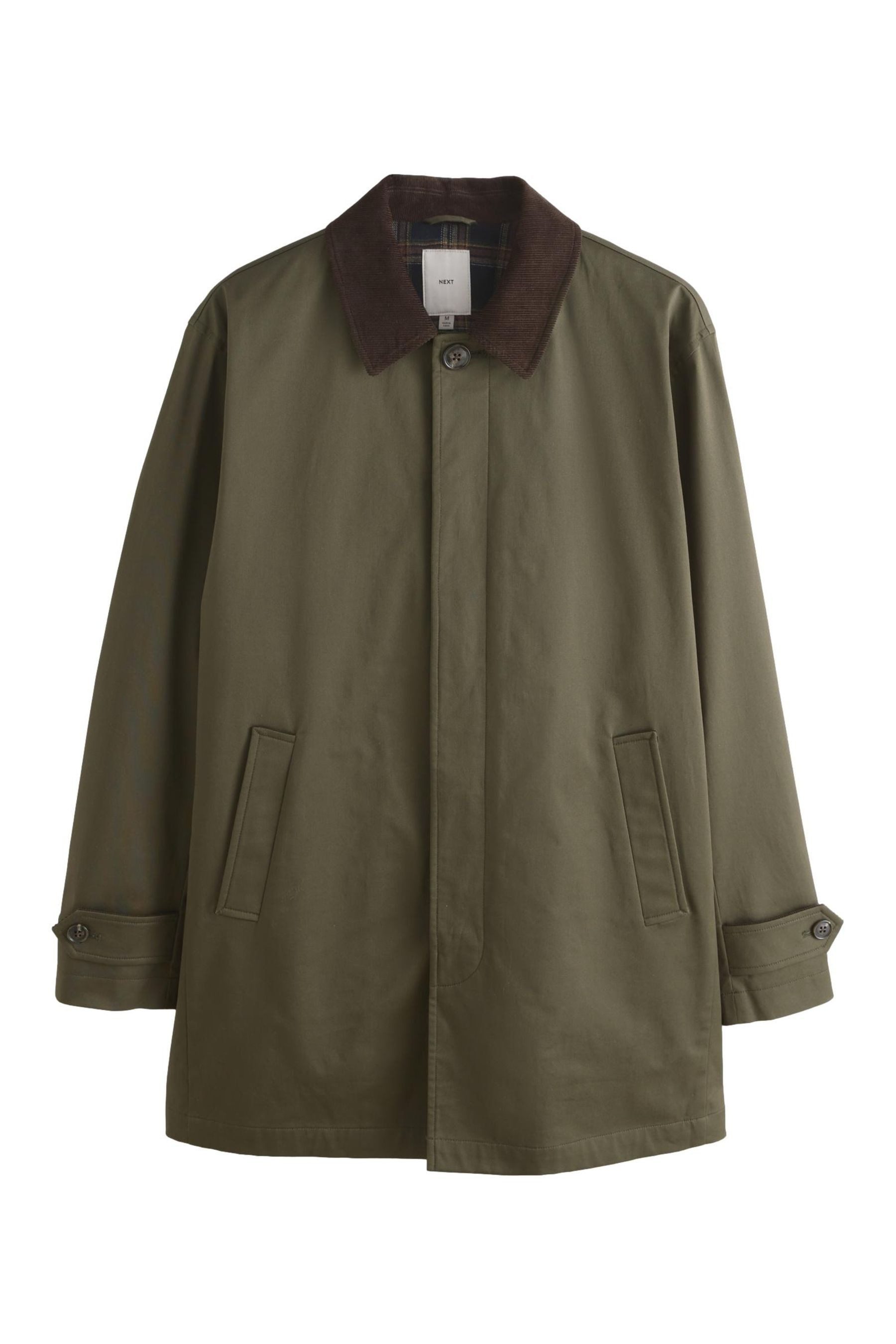 Next Trenchcoat Baumwoll-Trenchcoat mit Cordbesatz am Kragen (1-tlg)