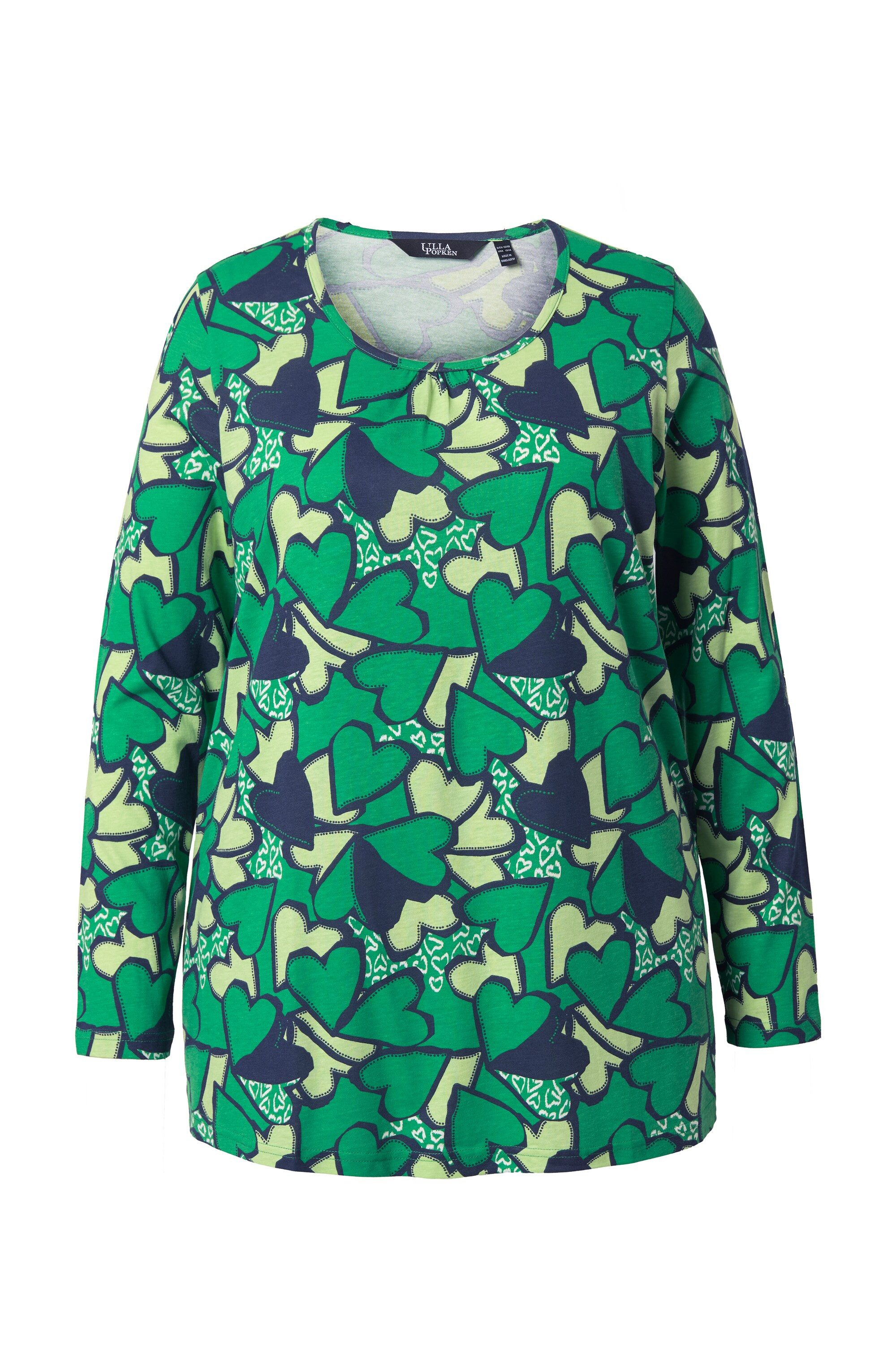 Ulla Popken T-Shirt Shirt Herzen Classic Rundhals Langarm