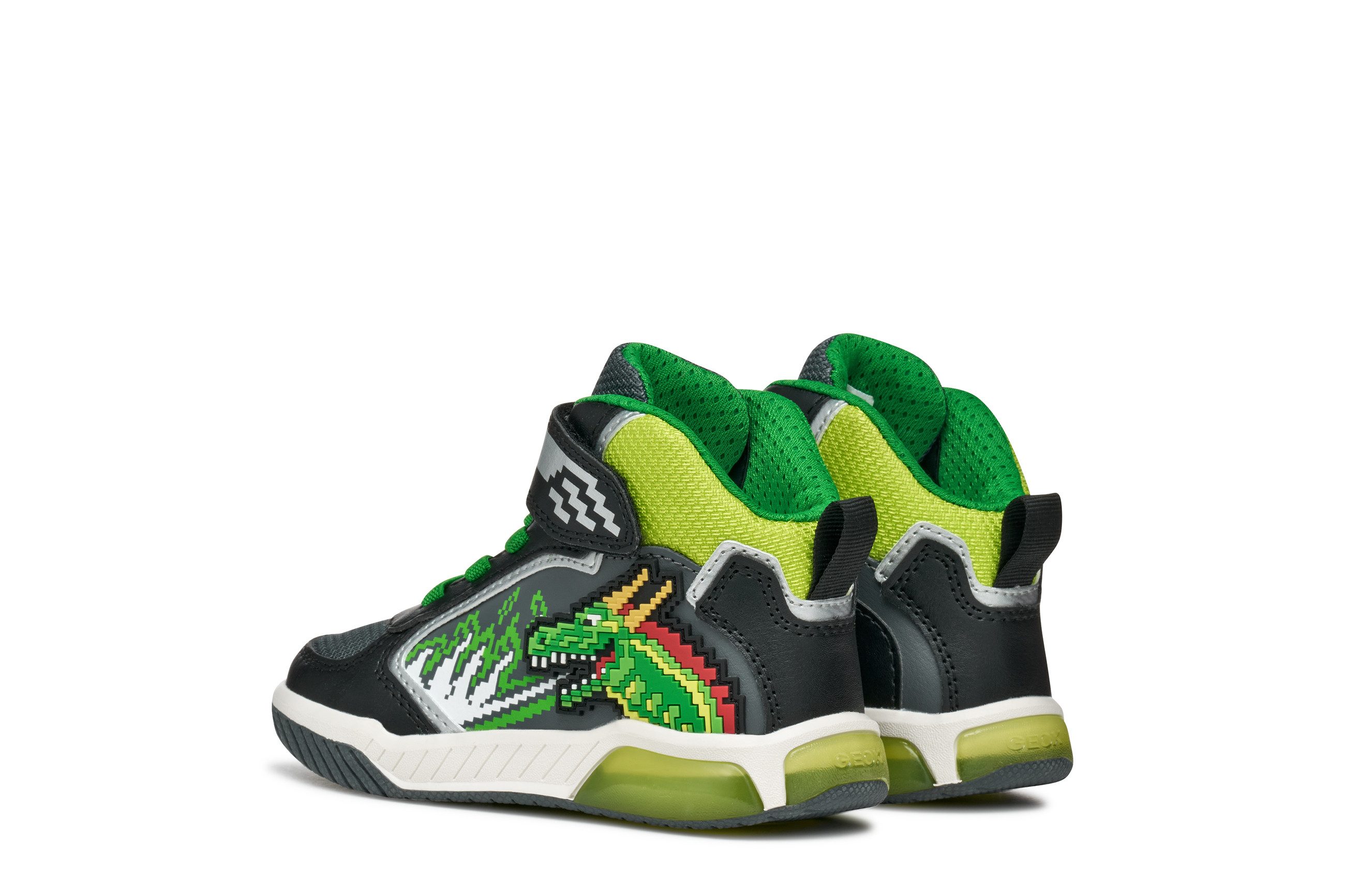 Geox J INEK BOY_Blinkschuh Sneaker Schnürboots mit cooler Blinkfunktion, Größenschablone zum Download