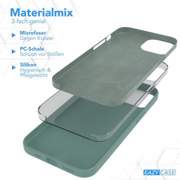 EAZY CASE Handyhülle Premium Silikon Case für Apple iPhone 13 6,1 Zoll, Silikonhülle Slimcover mit Displayschutz Hülle Cover Grün / Nachtgrün