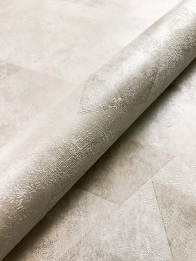 Newroom Vliestapete, Creme Tapete Modern Glänzend - Betonoptik Betonwand Beige Natur Industrial 3D Optik Beton Putz für Schlafzimmer Wohnzimmer Küche