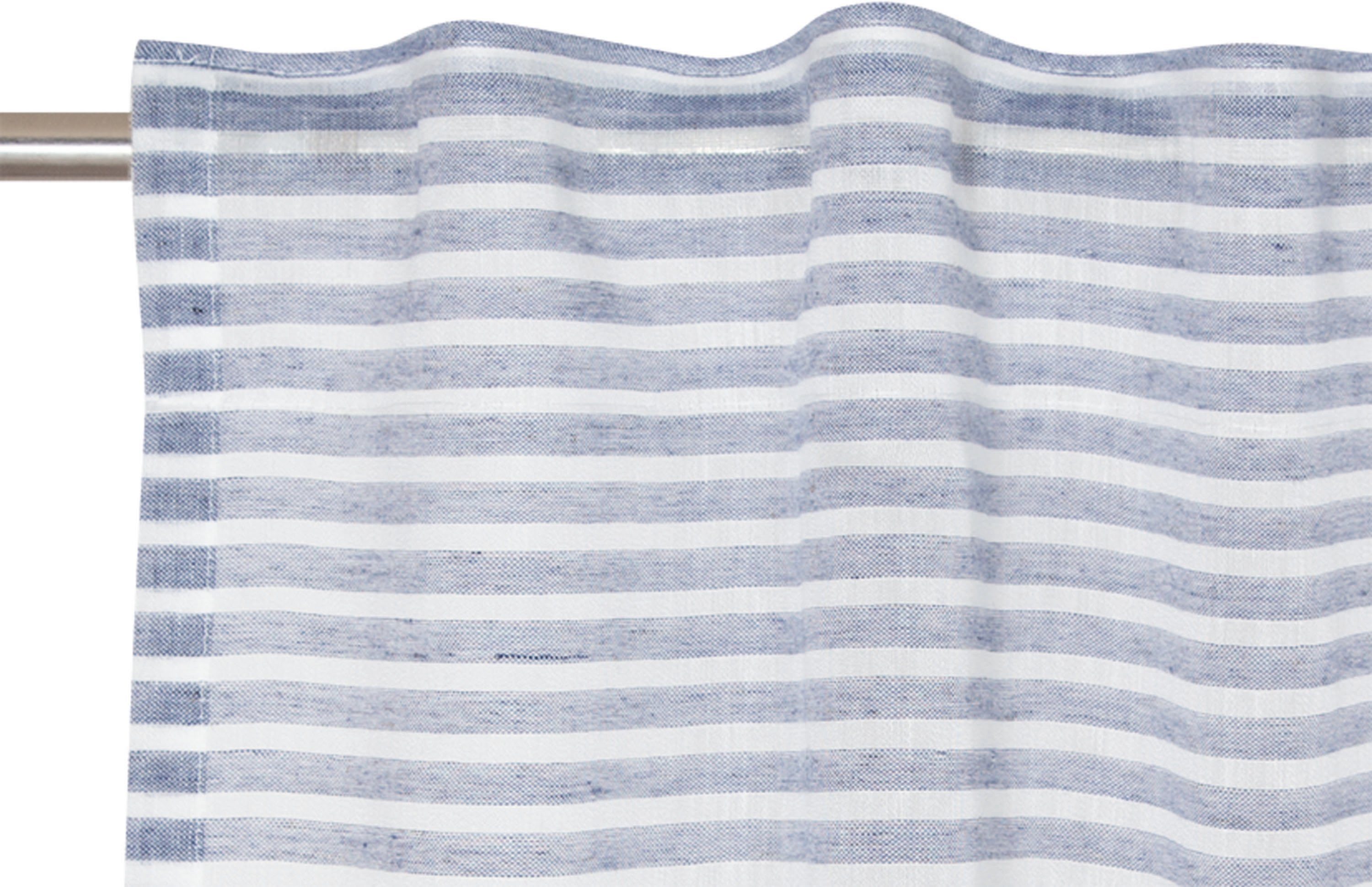 Vorhang Natural Stripe, TOM transparent TAILOR (1 Schlaufen transparent, St), navy verdeckte HOME