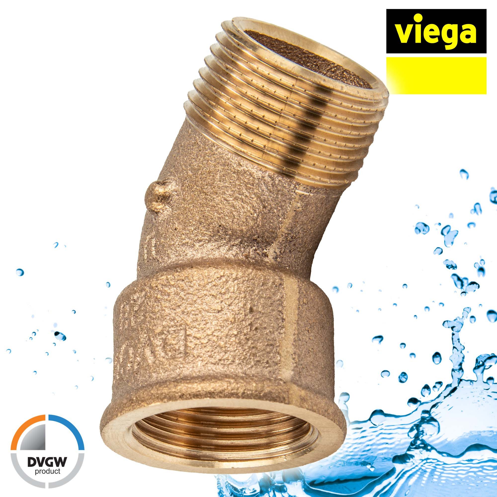 Viega Gewindefitting Rotguss Bogen 45° AG/IG Typ 3121 DVGW, 3/8 Zoll