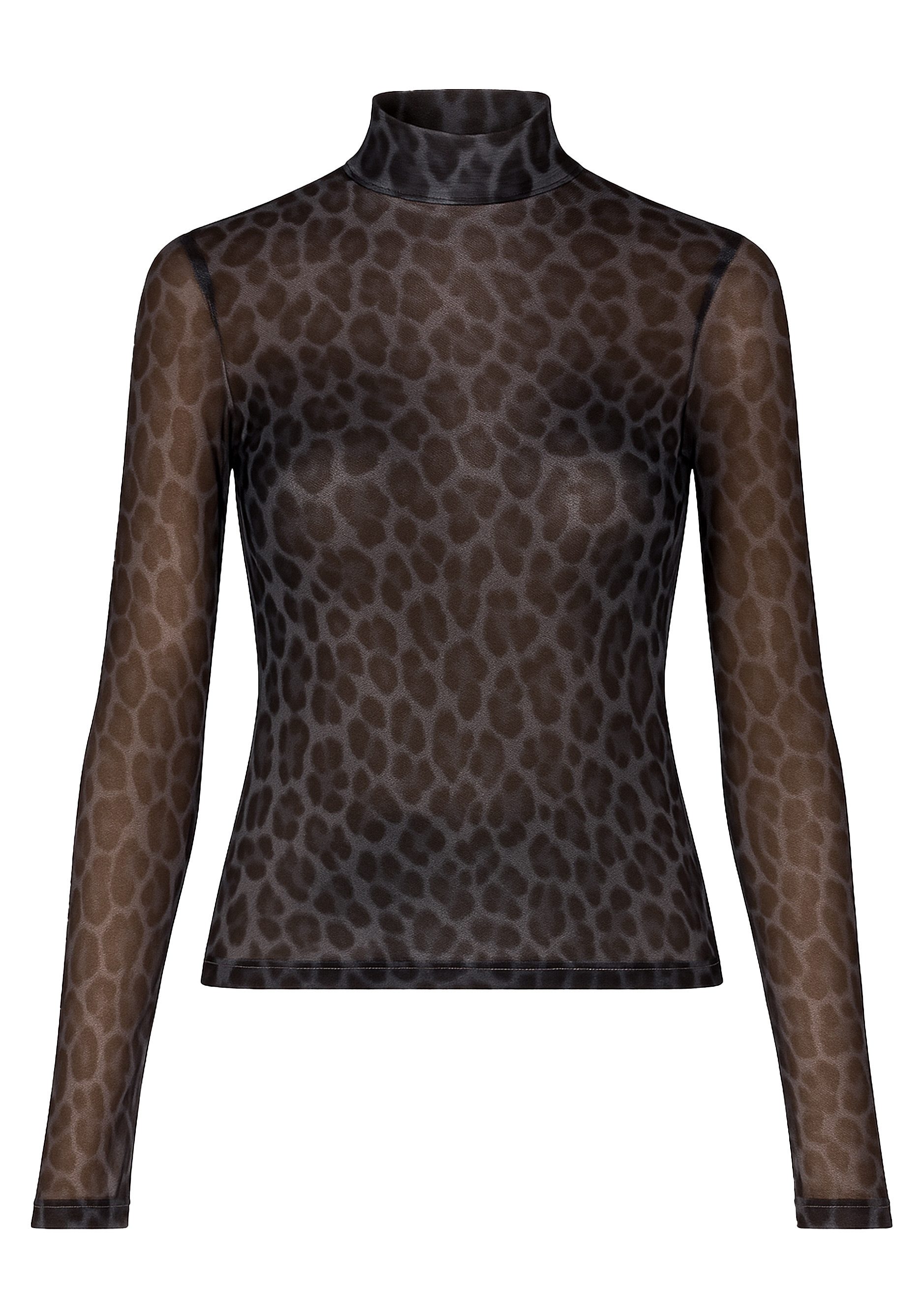 SASSYCLASSY Langarmshirt Schickes Leo-Mesh Damen Top Transparente Langarm-Leopardenbluse Damen