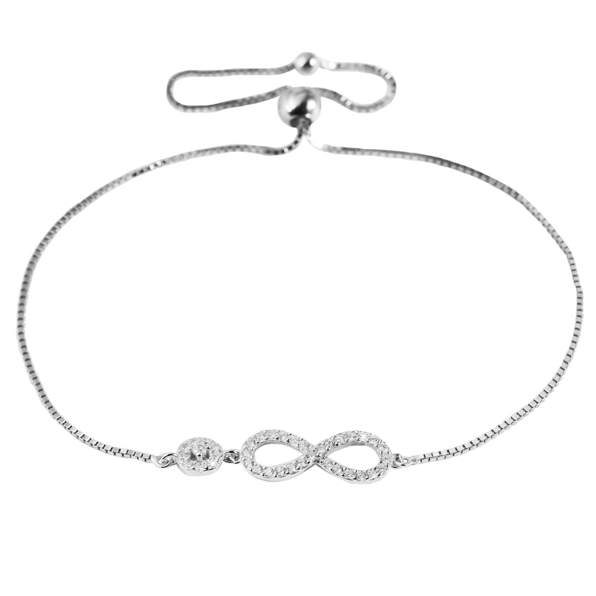 Adelia´s Edelstahlarmband Armband Unendlichzeichen aus Edelstahl mit  Zirkonia 22 cm