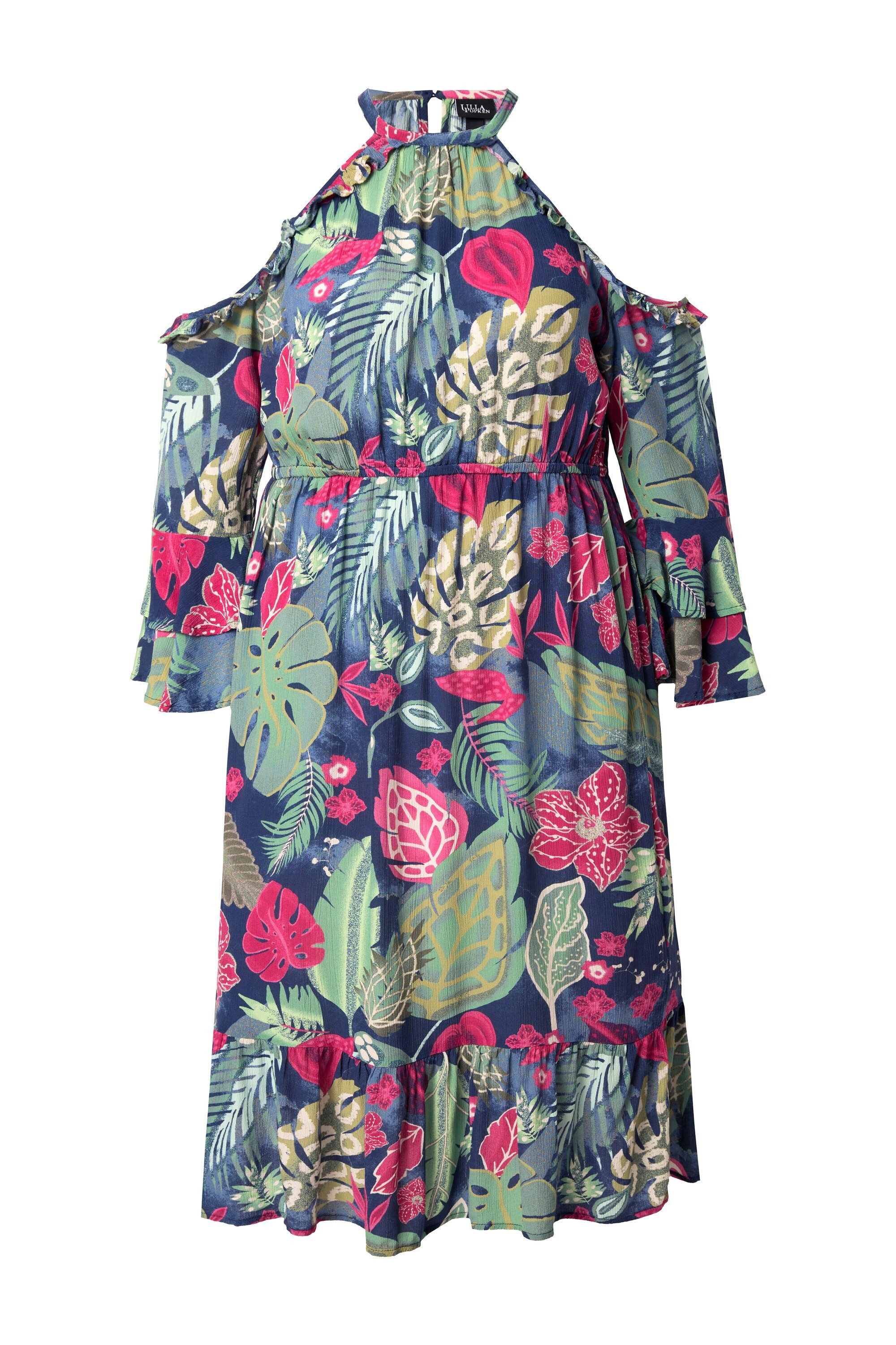 Ulla Popken Jerseykleid Kleid A-Linie Rundhals günstig online kaufen