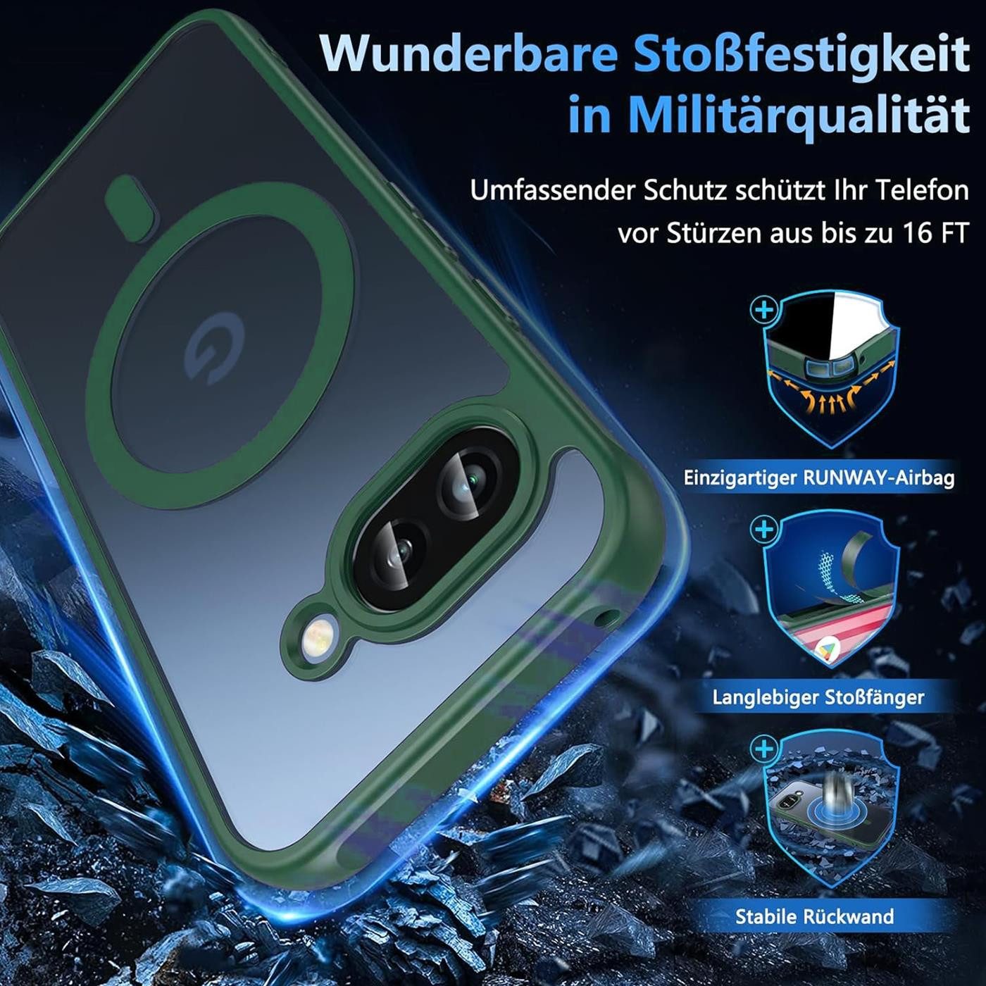 CoolGadget Handyhülle Magnet-Hülle für Pixel 9a Schutzhülle magnetisch 6,3 Zoll, Hülle Matt Stoßfest kompatibel mit QI-Laden Zubehör Kameraschutz Case – Bild 4 von 5
