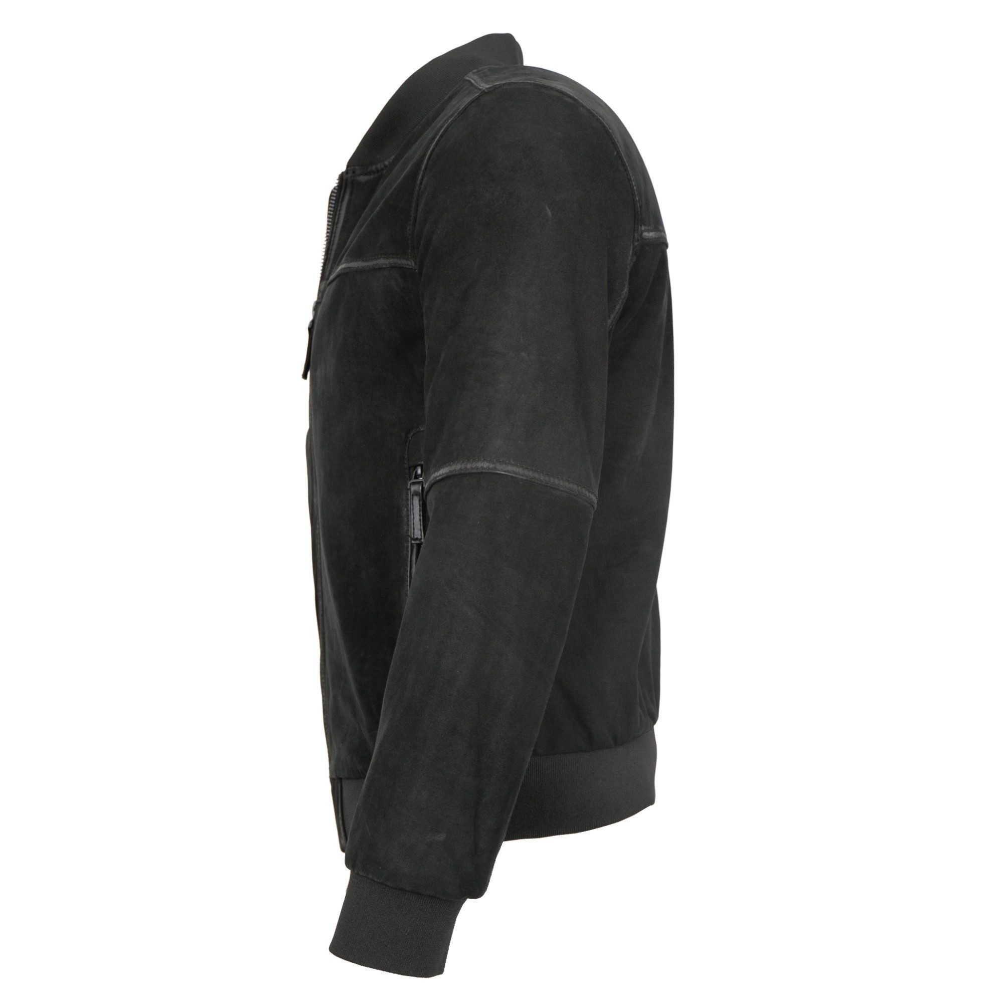PUNCHBALL Lederjacke College/M Punchball - Herren Lederjacke Blosuon Rindsnubuk schwarz