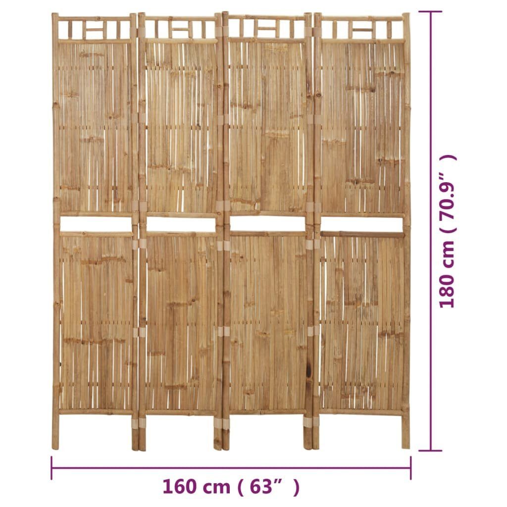 Raumteiler Bambus 4-tlg. furnicato 160x180 cm