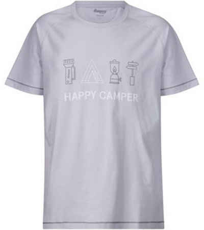 Bergans T-Shirt »Bergans Happy Camper T-Shirt fröhliches Herren Kurzarm-Shirt aus organischer Baumwolle Rundhals-Shirt Grau«
