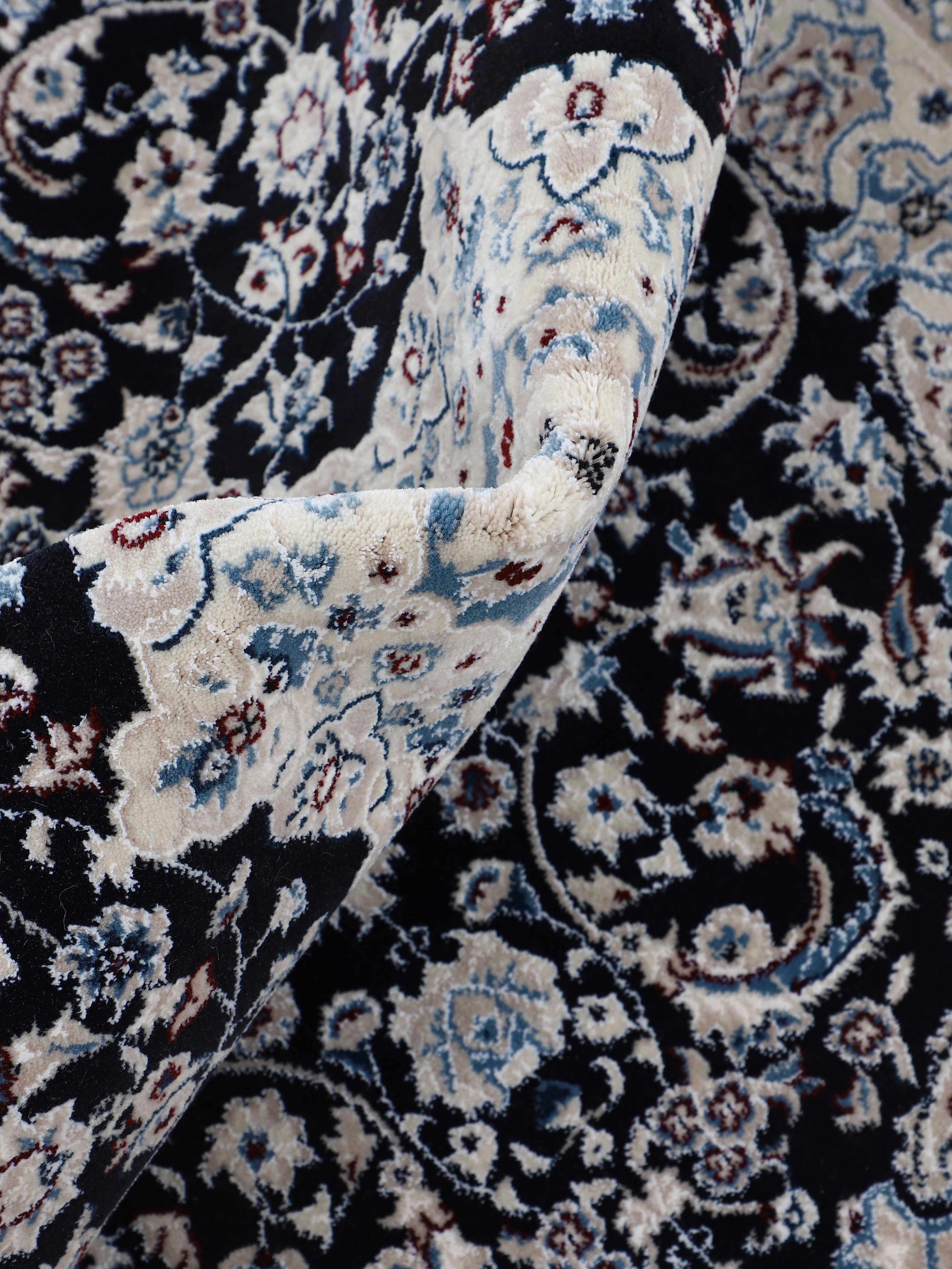 Teppich Nain Diane, Look Höhe: Orient dunkelblau Kurzflorteppich, carpetfine, rund, mm, 8