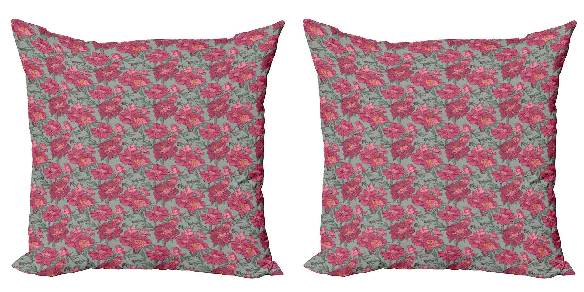 Accent Peony Stück), Modern Digitaldruck, Blumen Doppelseitiger Kissenbezüge Budding Blätter (2 Blumen Abakuhaus