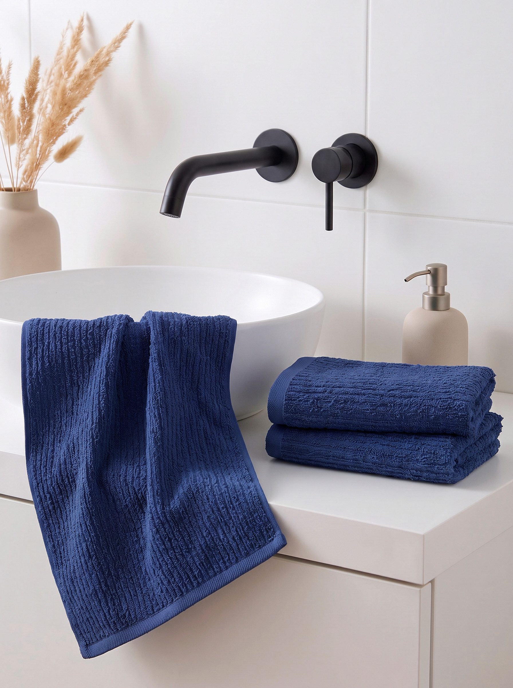 OTTO home Gästehandtücher Riva, 30x50, Premium Handtücher, 500 gr/m², Webfrottier (3-St), Hoch-Tief-Struktur, Streifen, weich, 5 Jahre Garantie – Bild 2 von 5