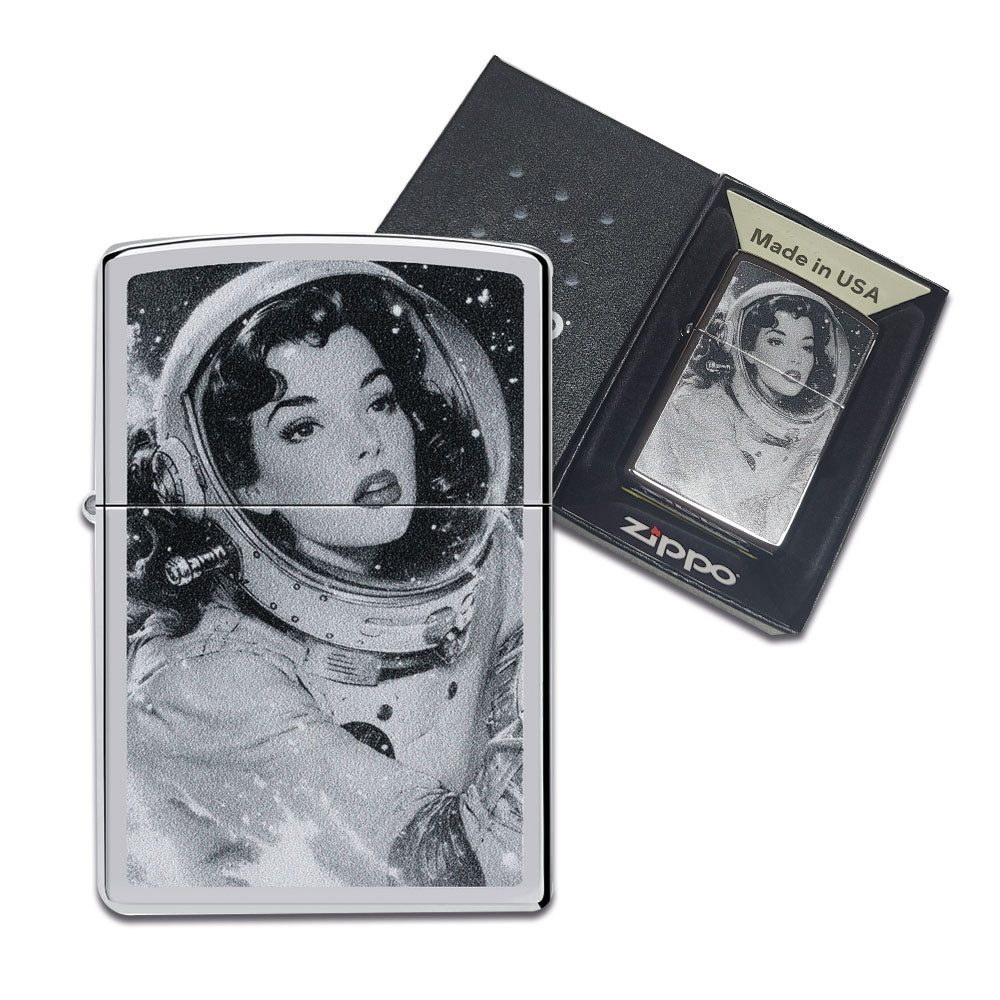 Zippo Feuerzeuge Zippo Astronautin Vintage Kunst Benzinfeuerzeug Geschenk Box