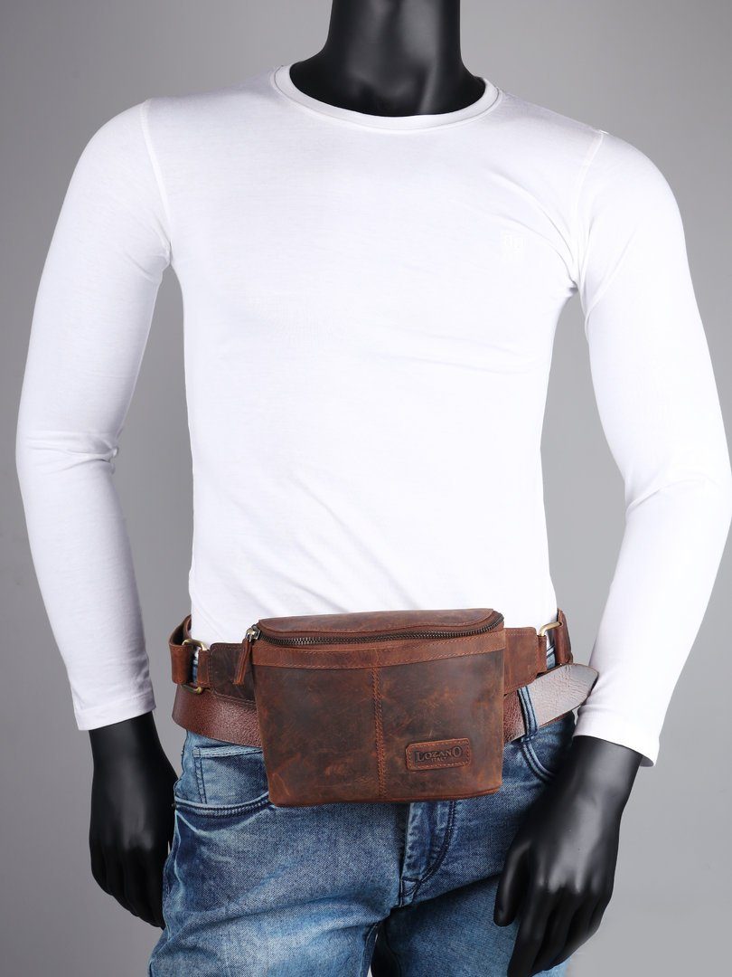 Qivee Bauchtasche LZ-2002-A Bauchtasche Hüfttasche Gürteltasche Tracking (Set, 1-tlg., Bauchtasche), echt Leder