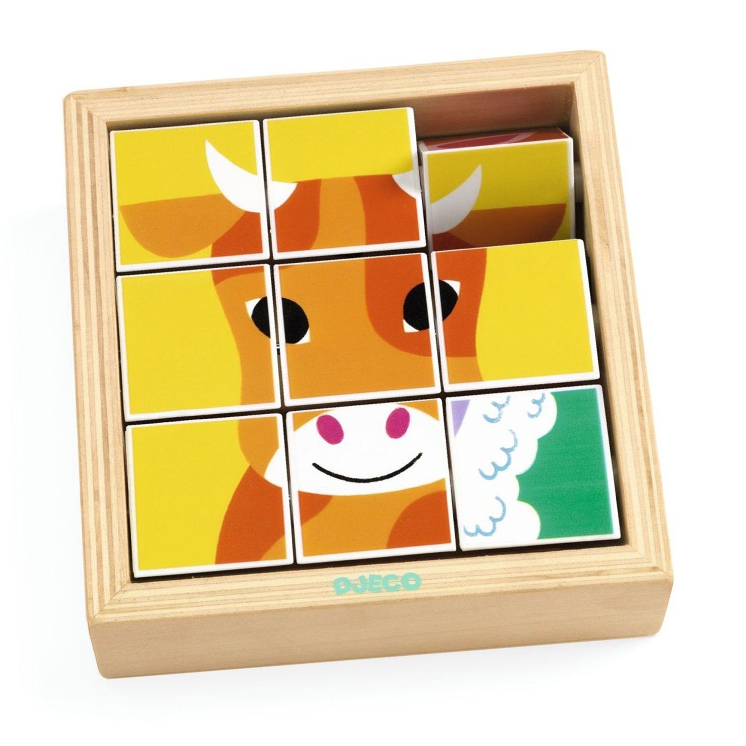 DJECO Würfelpuzzle DJ01955 Holzpuzzle: Animoroll, Puzzleteile