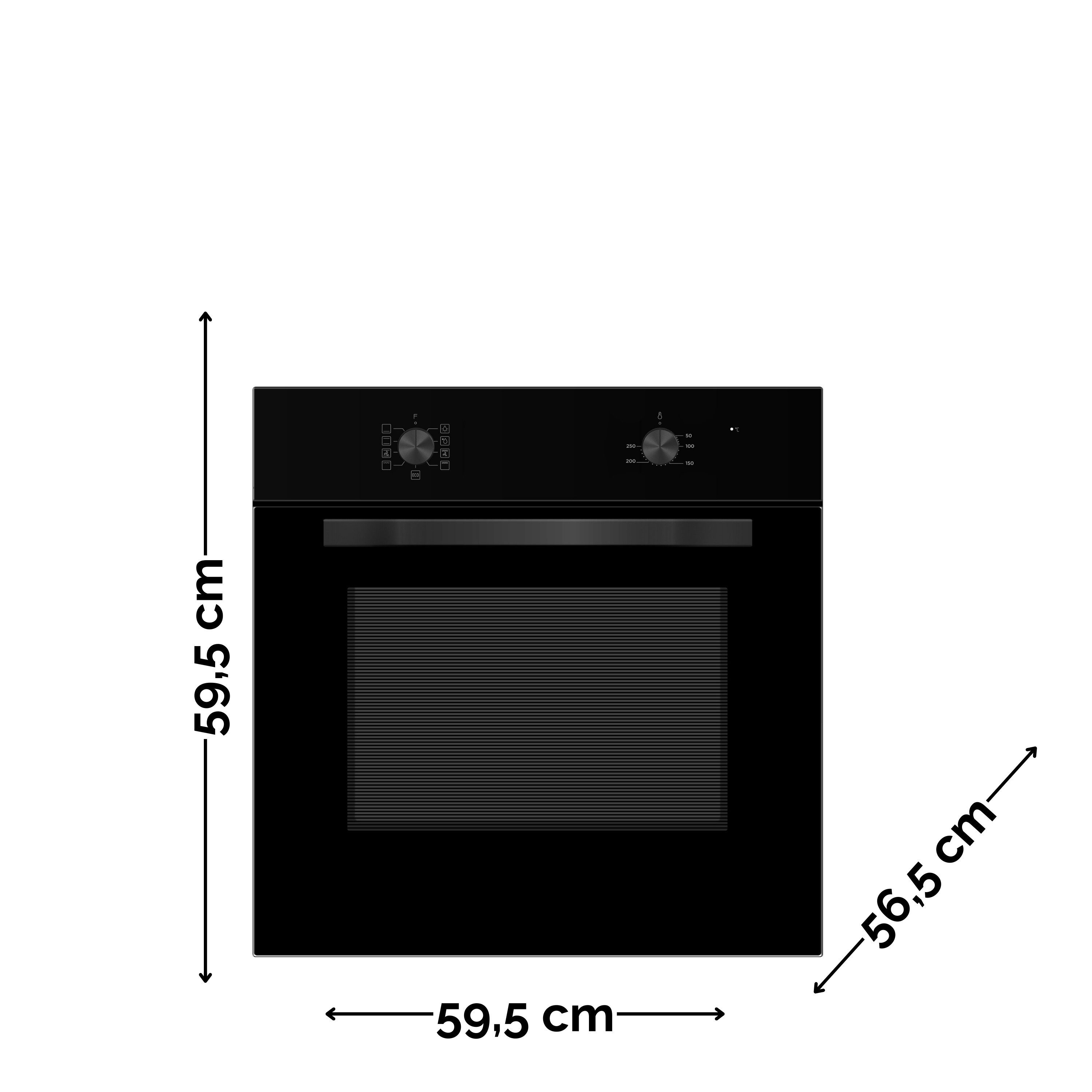 PKM Einbaubackofen F7-2BA schwarz, mit 2-fach-Teleskopauszug, 8 Funktionen Eco Modus Grillrost