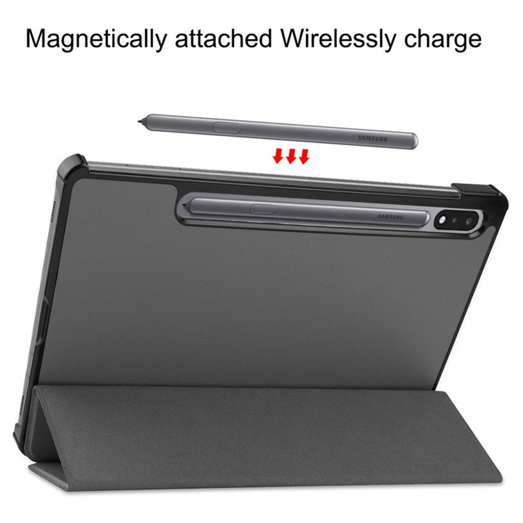 FroShop Tablet-Hülle Schutzhülle für Samsung Galaxy Tab S7+ / S8+ Plus FE Lite 12.4", 2022 2021 2020 Etui Tasche Cover Wake Up / Sleep - Farbe GRAU