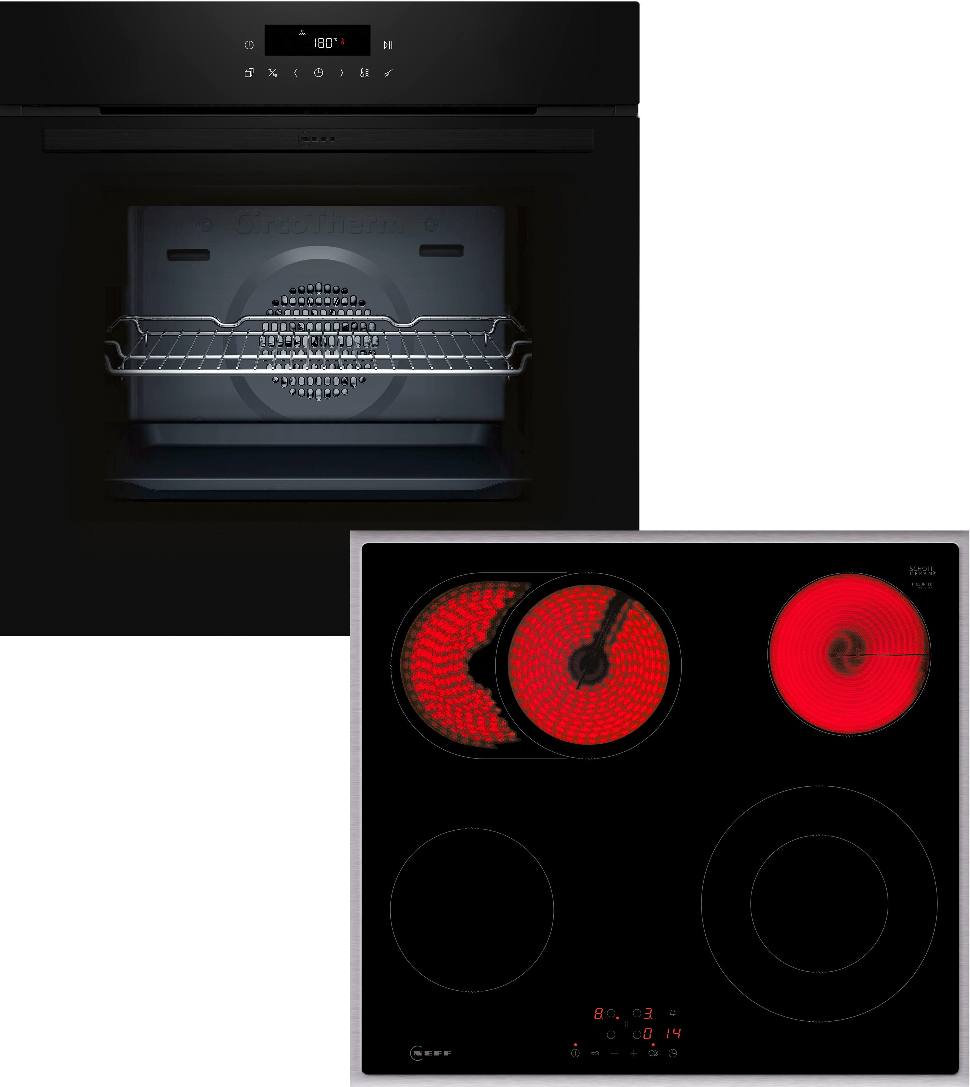NEFF Backofen-Set BTX46PB0, mit Teleskopauszug nachrüstbar, Pyrolyse-Selbstreinigung, Mit Air Fry knusprig backen & Touch Control zum einfachen Bedienen