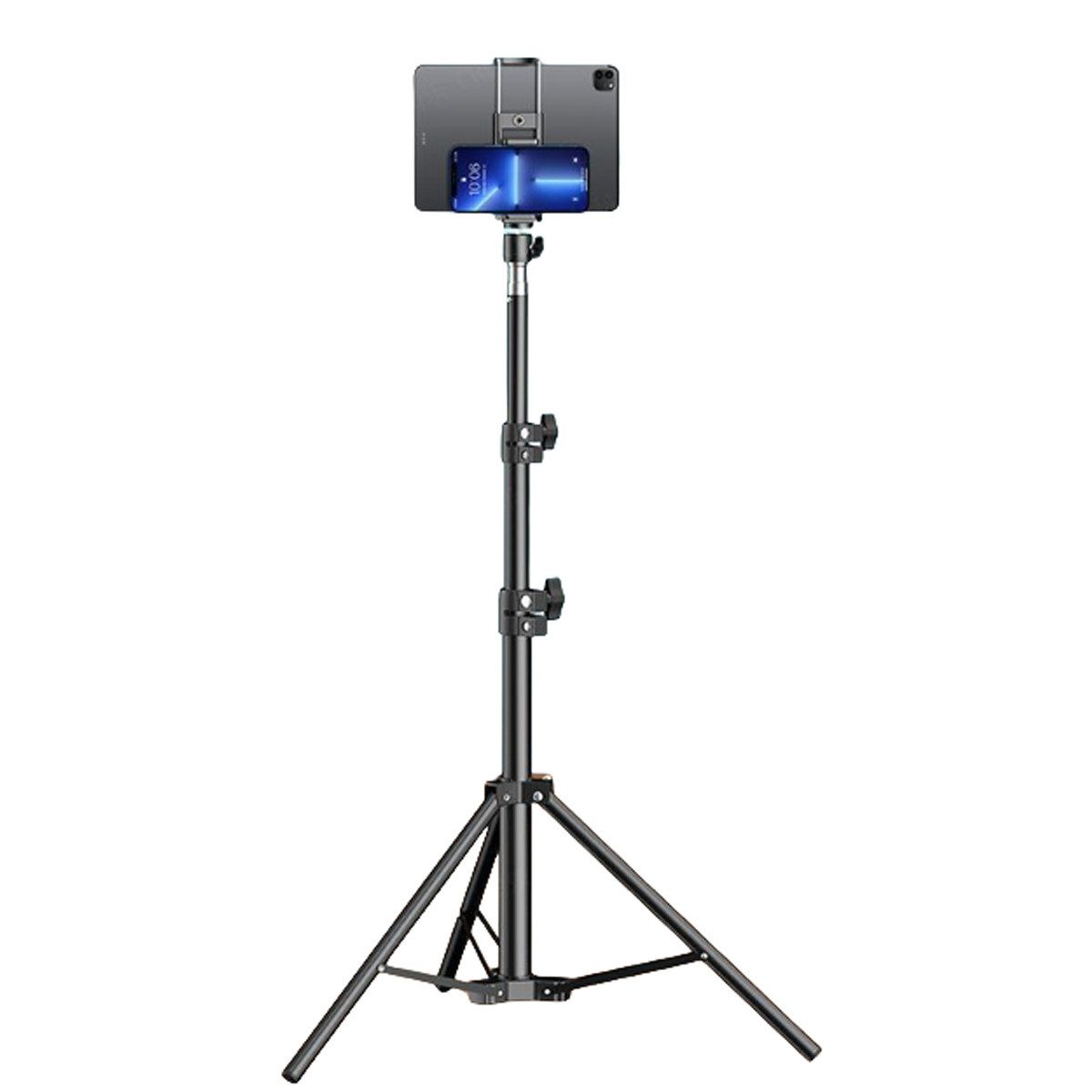 KINSI 1,7 m Stativ mit Halterung, 360°-Drehung Stativhalterung (2-in-1-Stativ für Handy/Tablets, geeignet für Selfie, Reisen, Vlog)