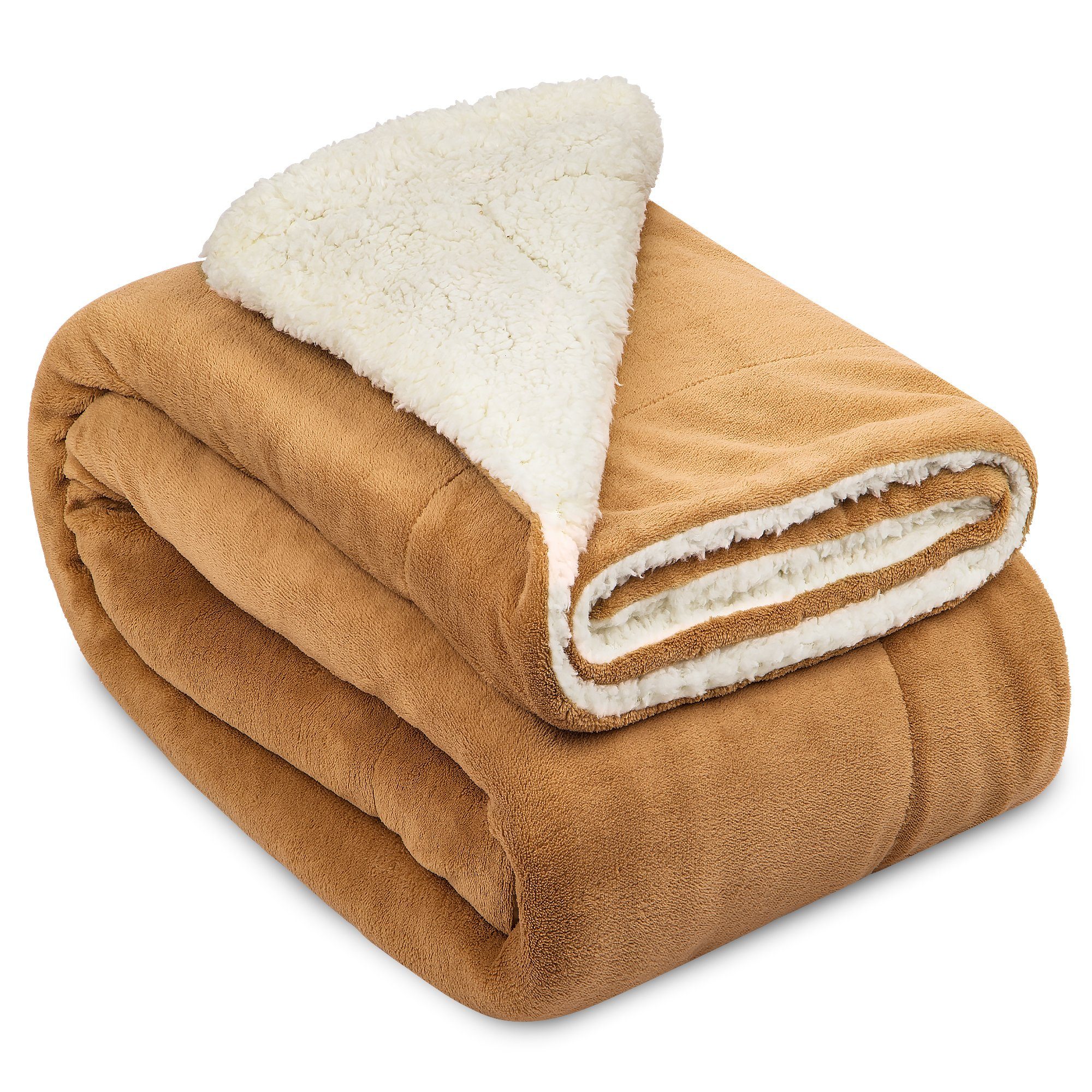 Wohndecke Alina, Beautissu, Sherpa Kuscheldecke Beige/Weiß