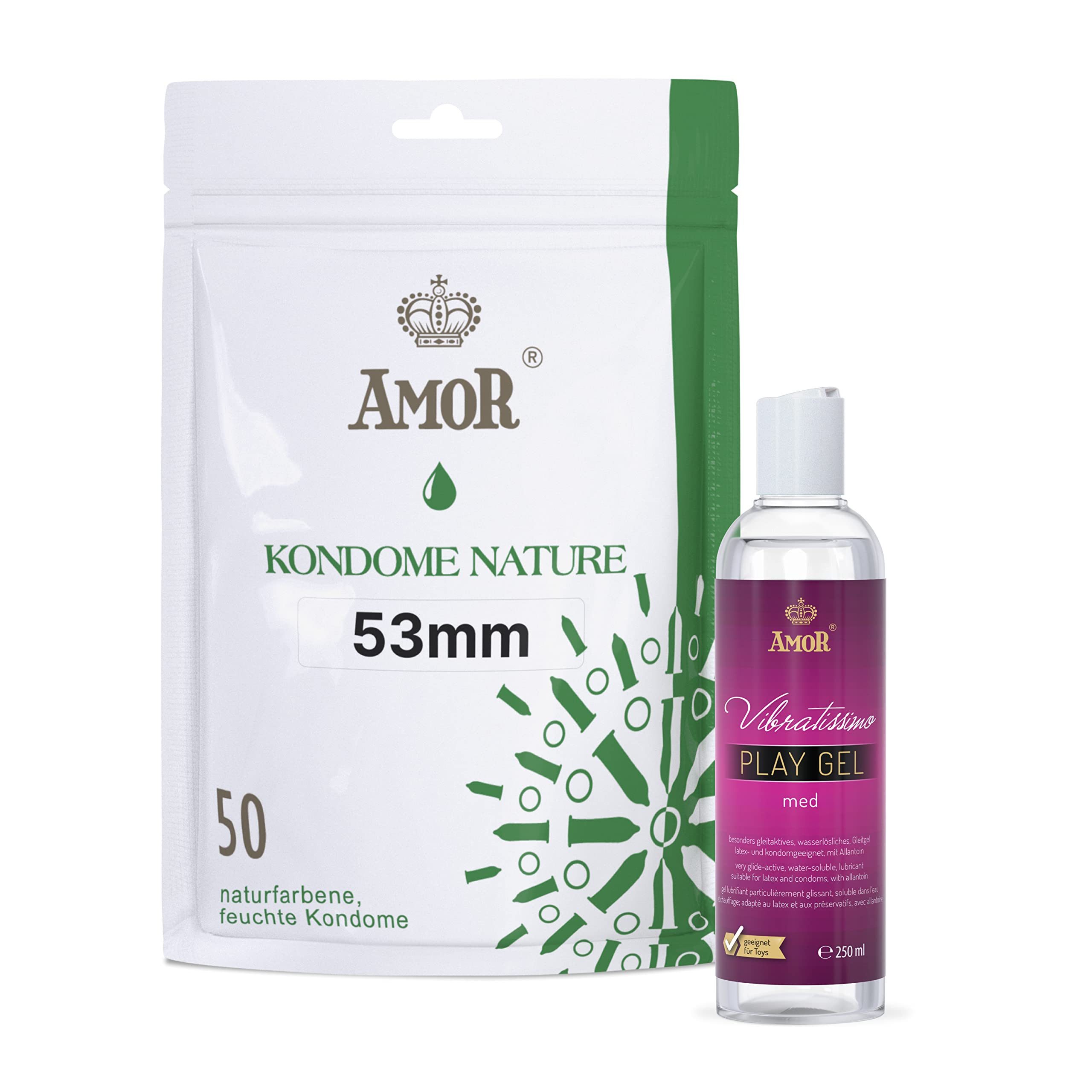 Vibratissimo Kondome Vibratissimo Play Gel med & AMOR Nature Set Set, Play Gel med 250 ml + 50 AMOR Nature Kondome