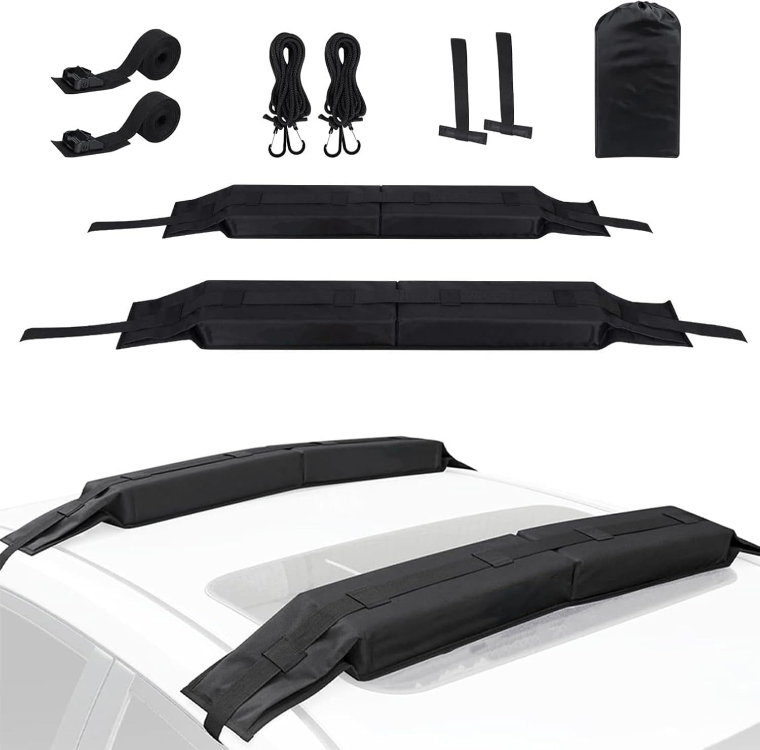 GarveeMore Dachträger Weiche Dachträger-Pads, 4.6m Gurte, für Kajak & Surfbrett