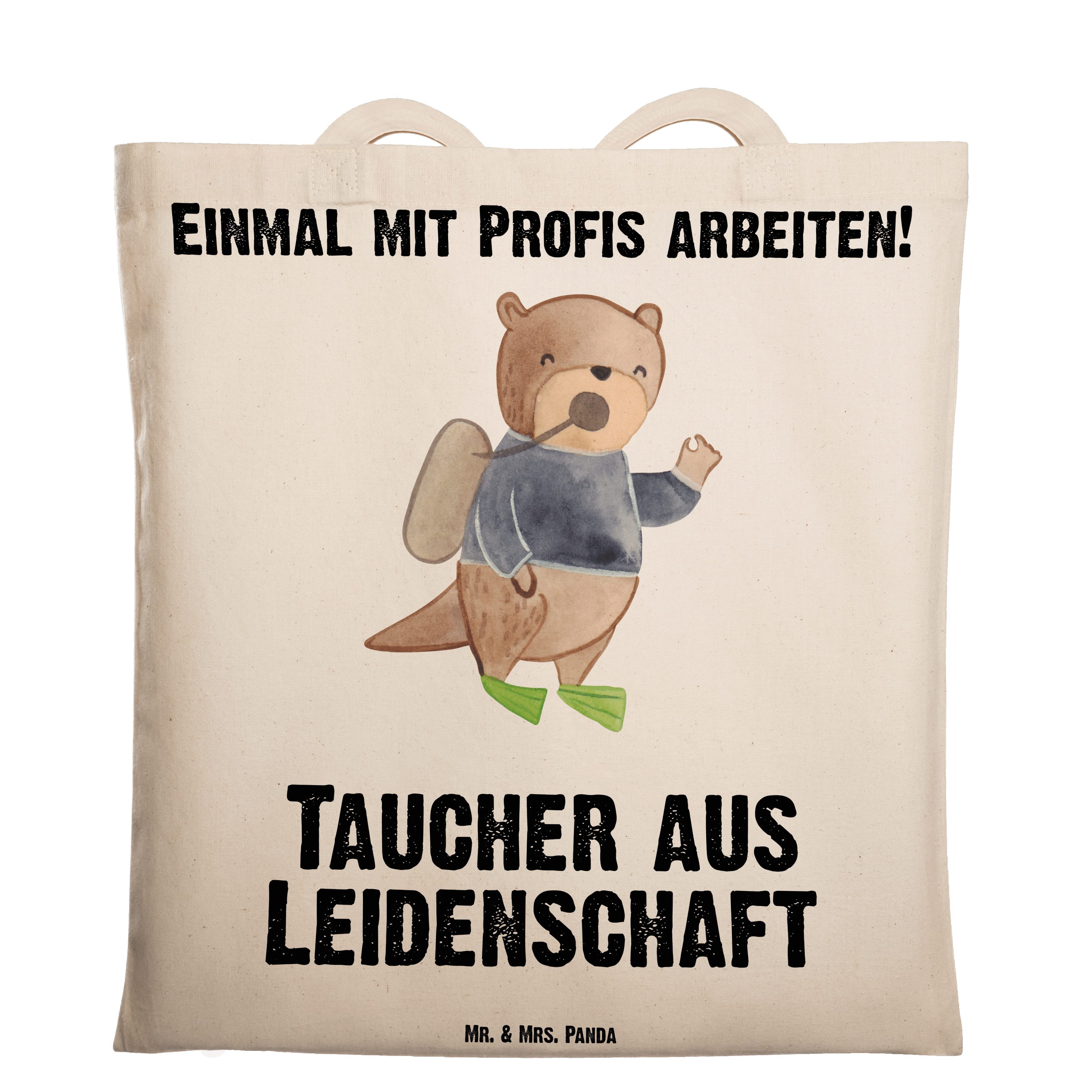 Mrs. Transparent - Geschenk, (1-tlg) Ju Panda aus Einkaufstasche, - & Leidenschaft Tragetasche Mr. Taucher